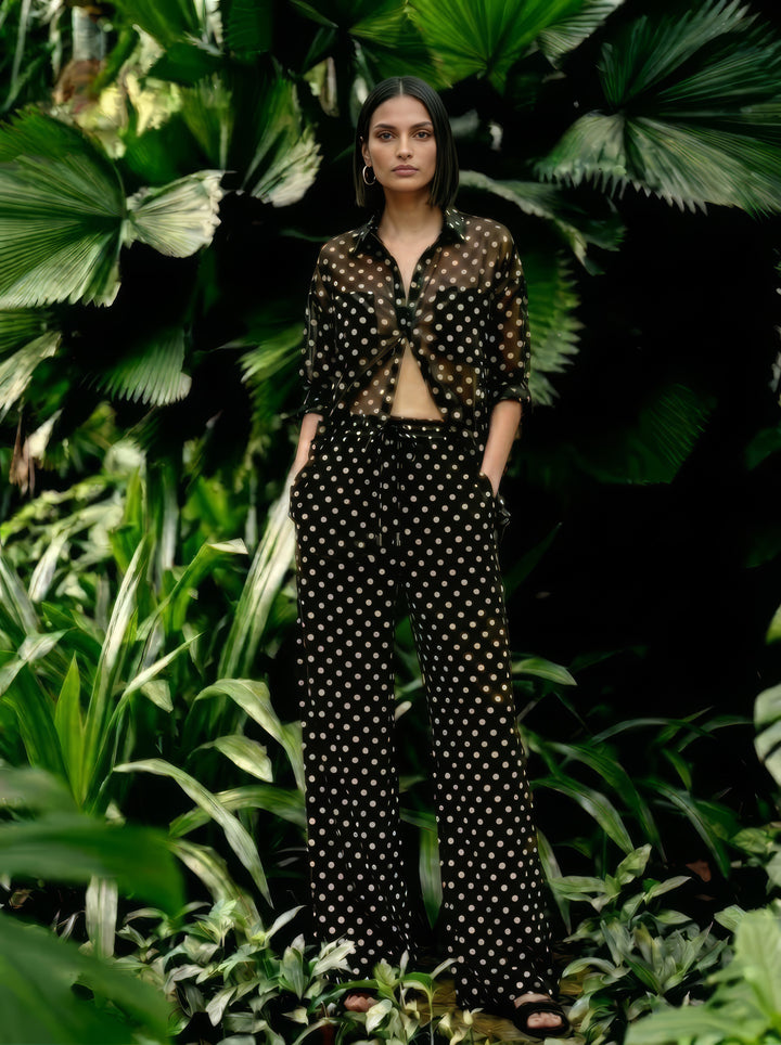 Georgette Sheer Shirt - Noir Dot