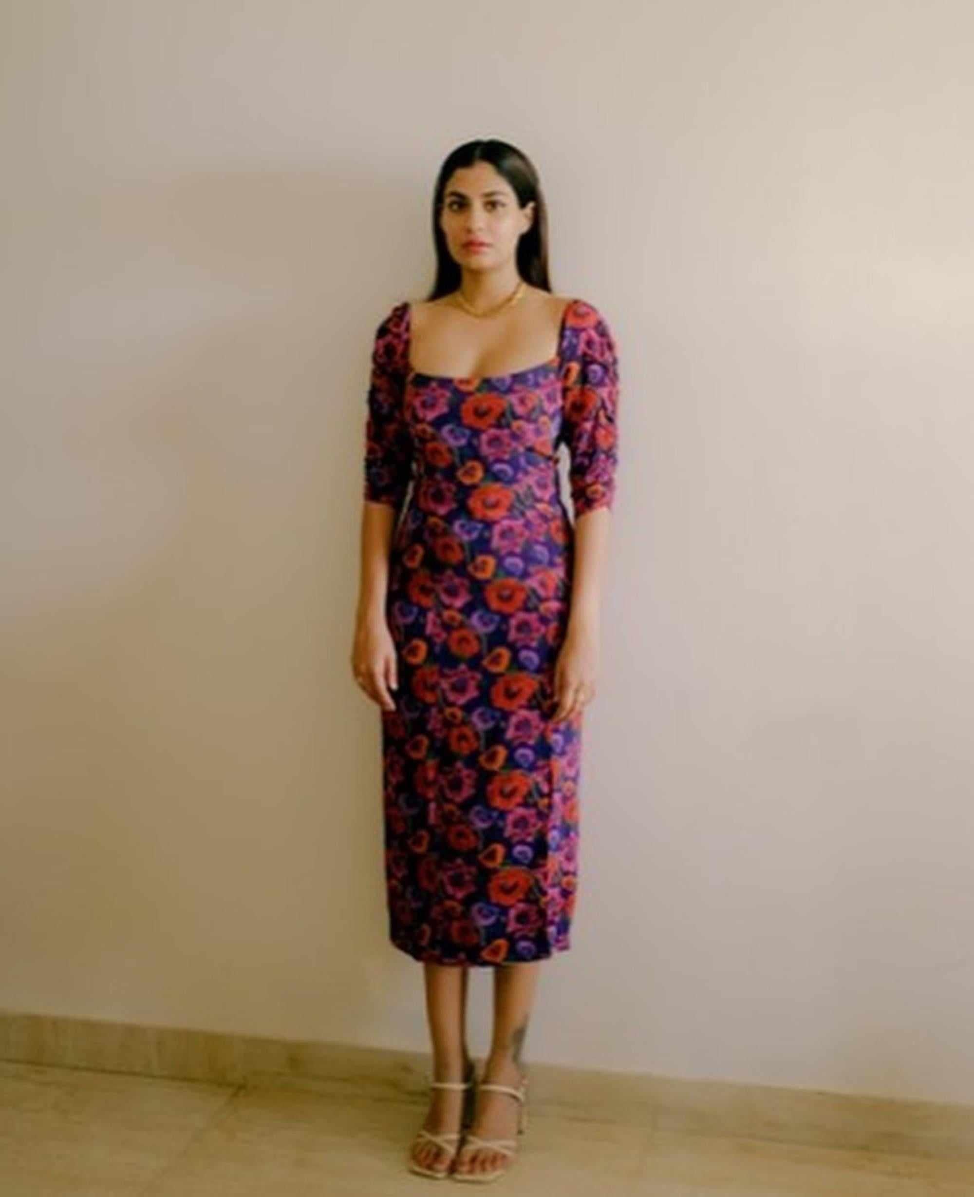 Waist Cinching Dress - Oriental Poppy