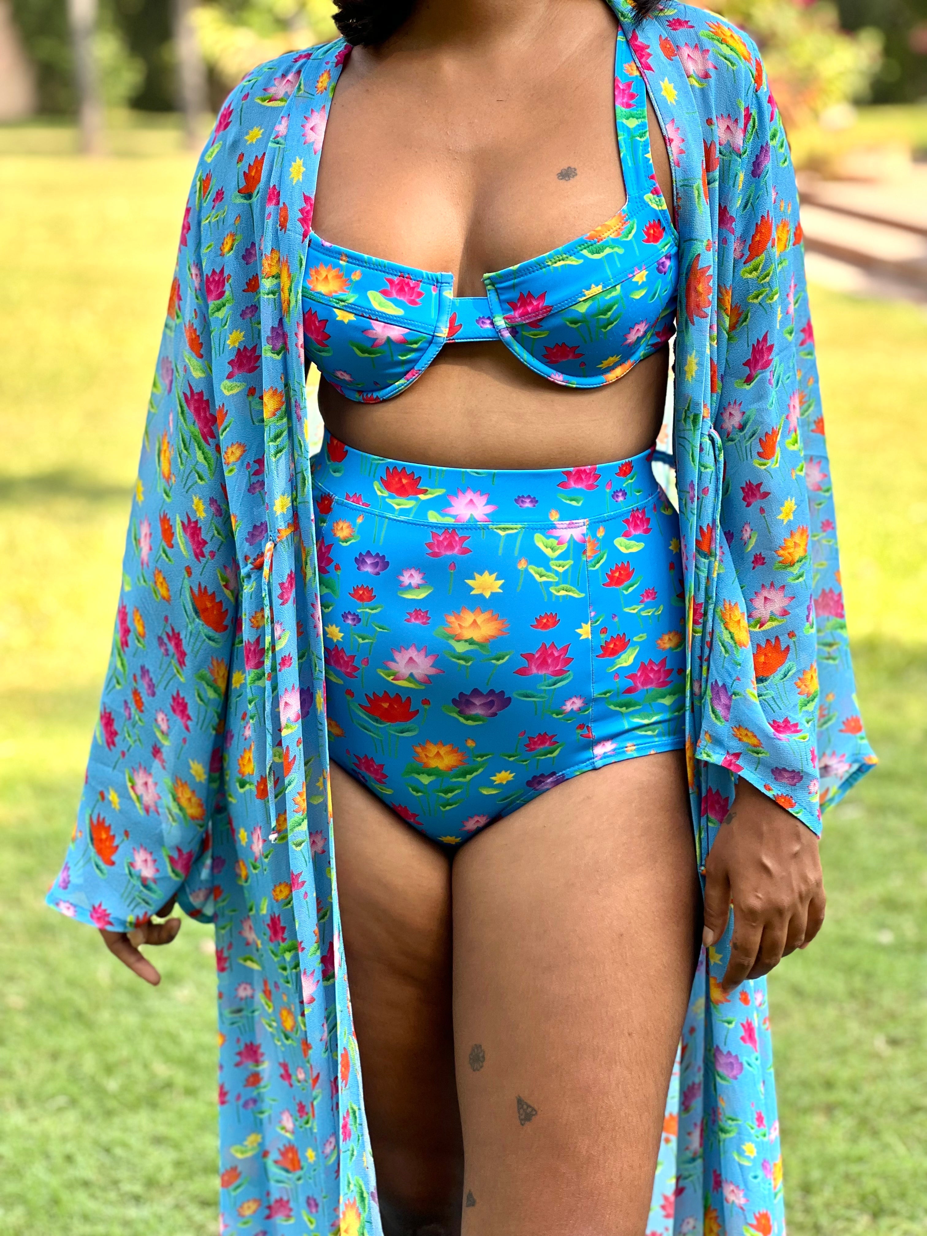 Kaftan with Drawstring Waist - Lotus Pond