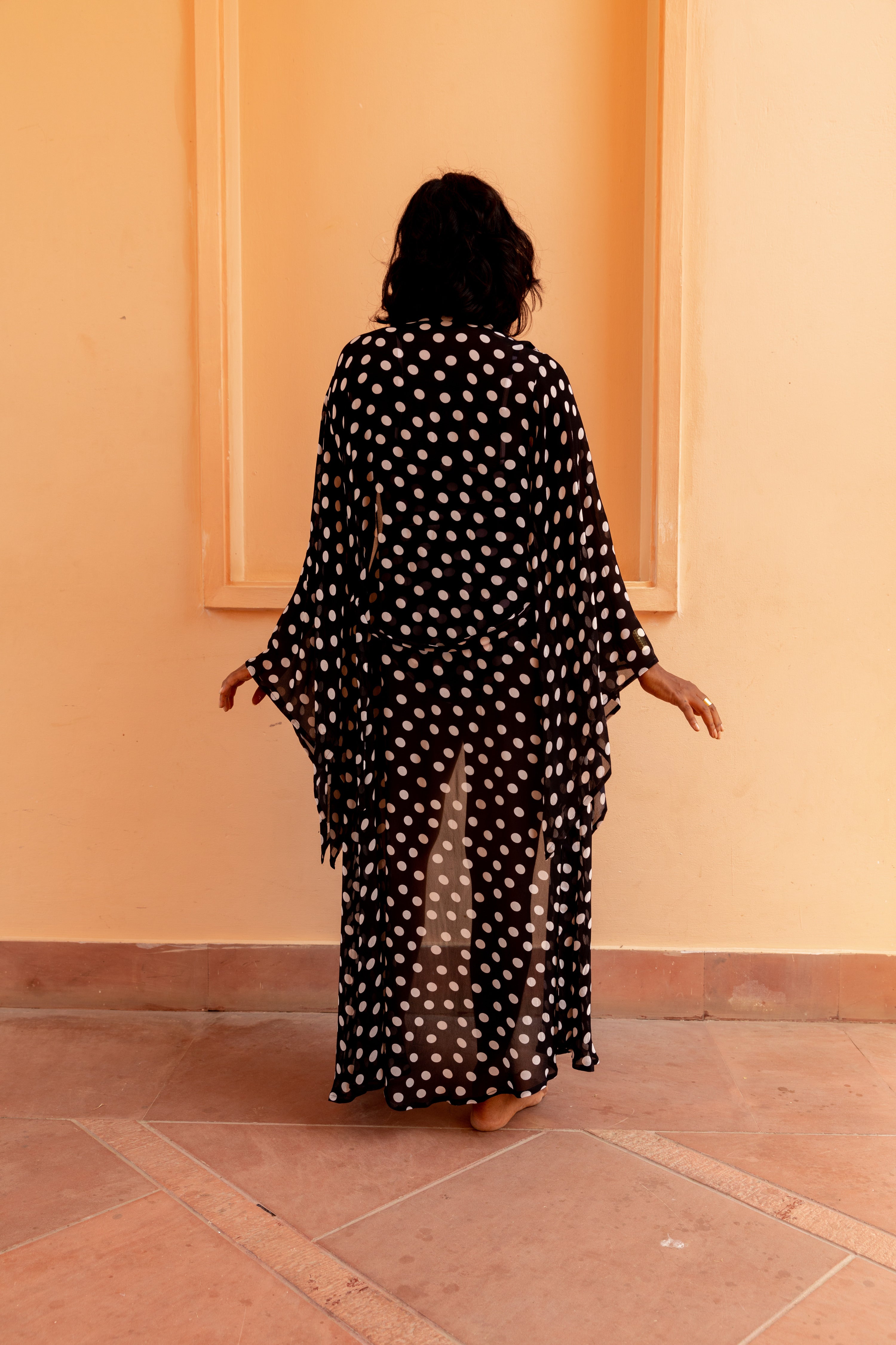 Kaftan with Butterfly Sleeves - Noir Dot