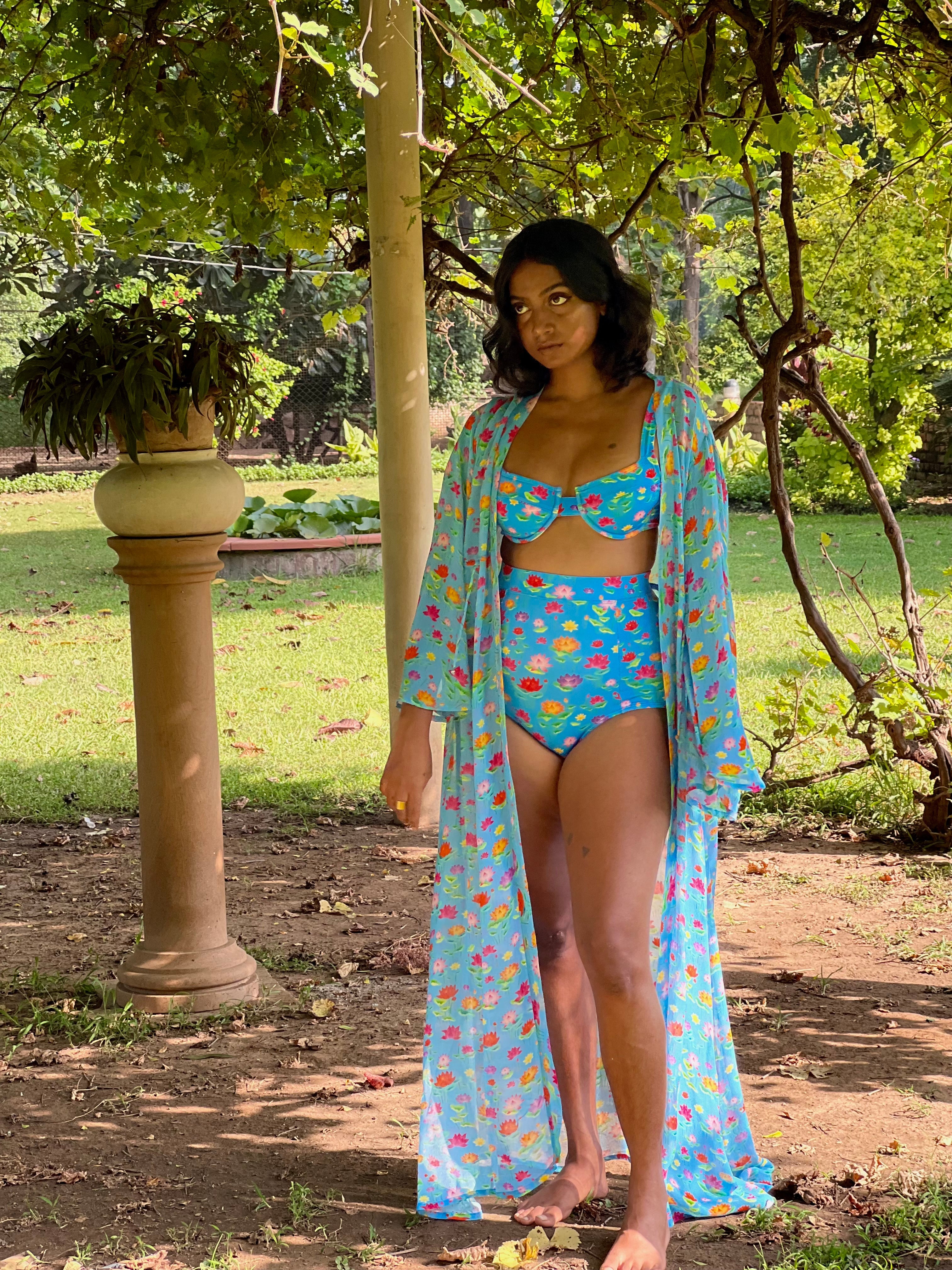 Kaftan with Drawstring Waist - Lotus Pond