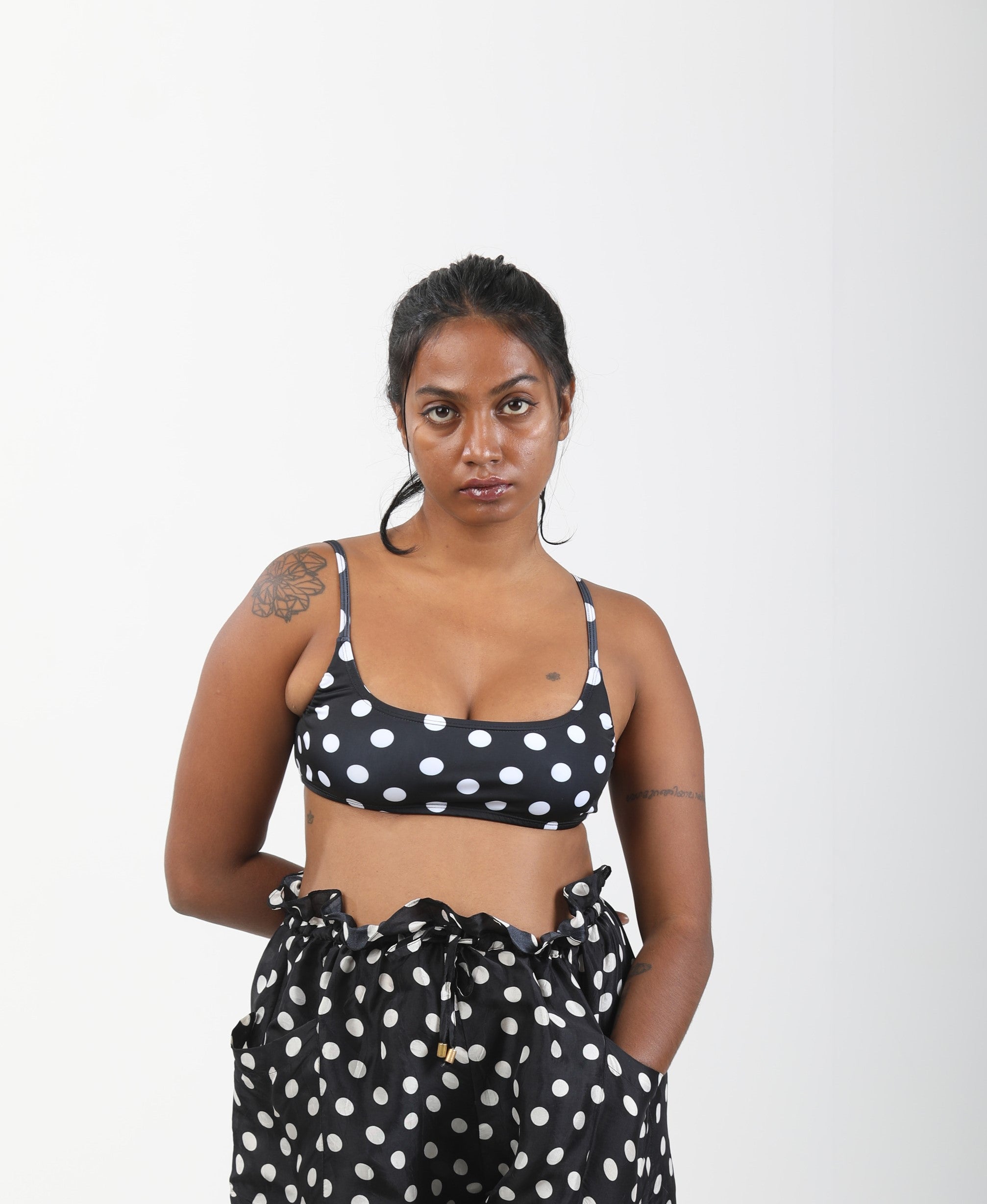 Bandeau Bikini Top - Noir Dot