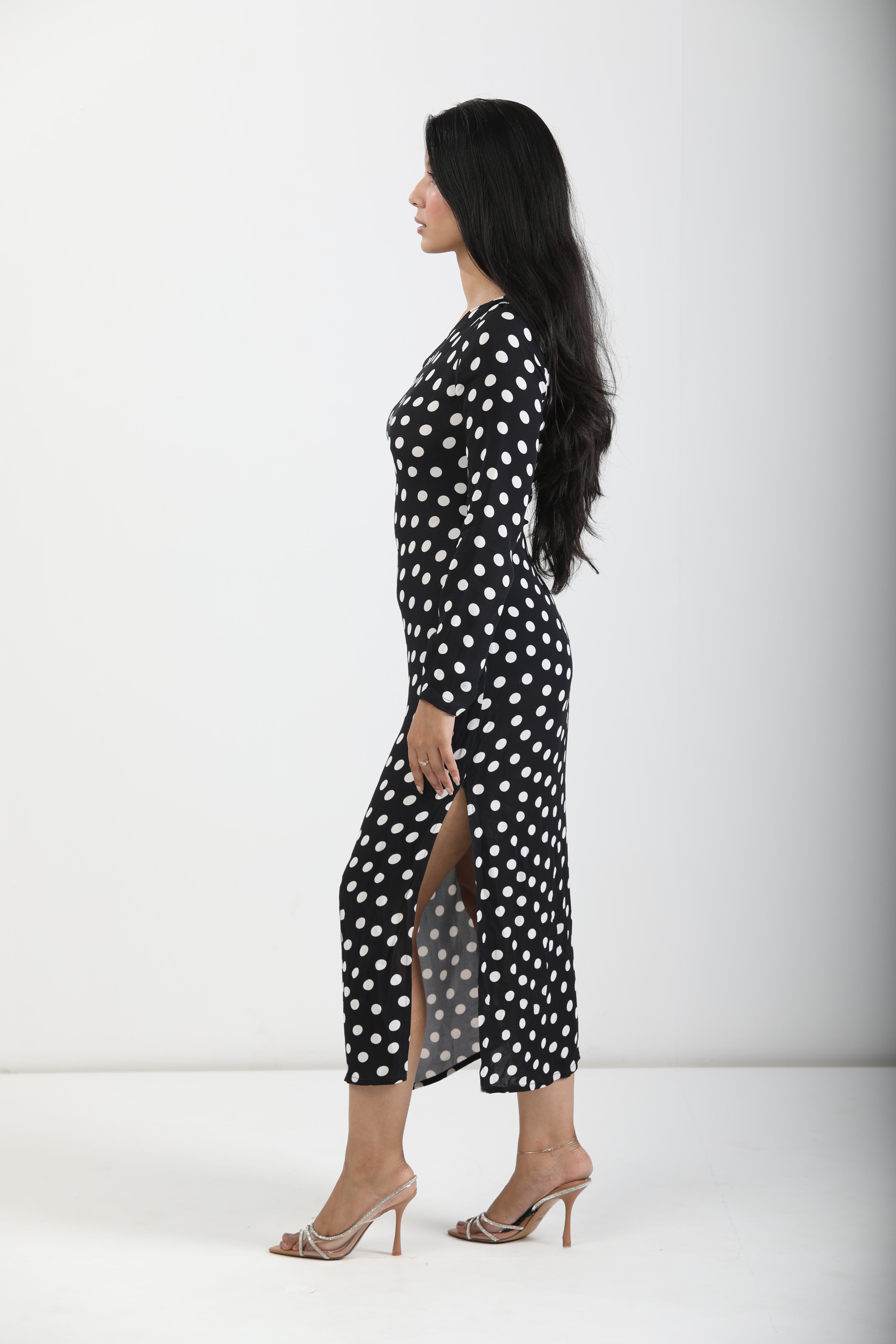 One Shoulder Dress - Noir Dot