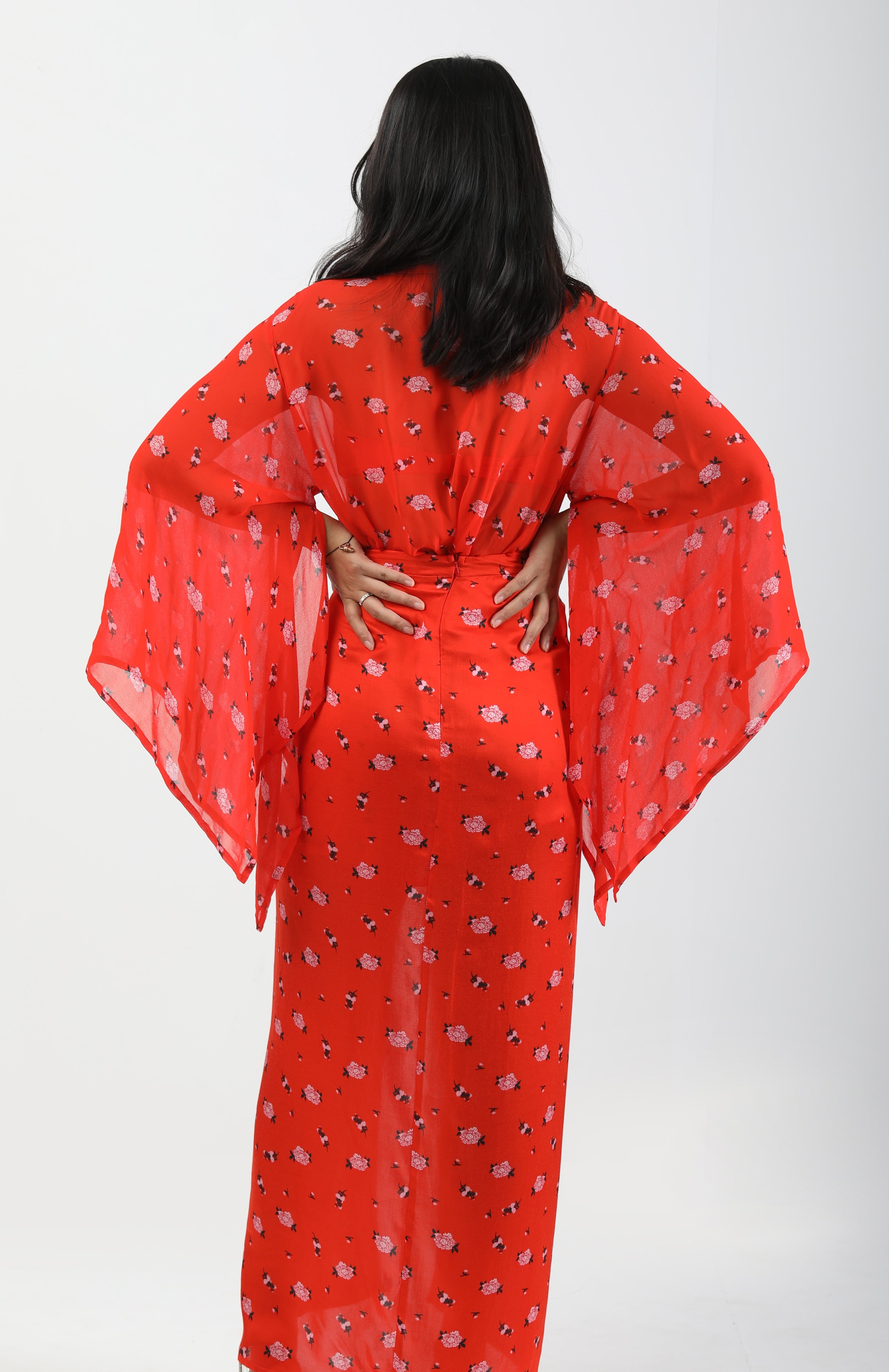 Waist Defining Ruched Sarong Skirt - Carnations