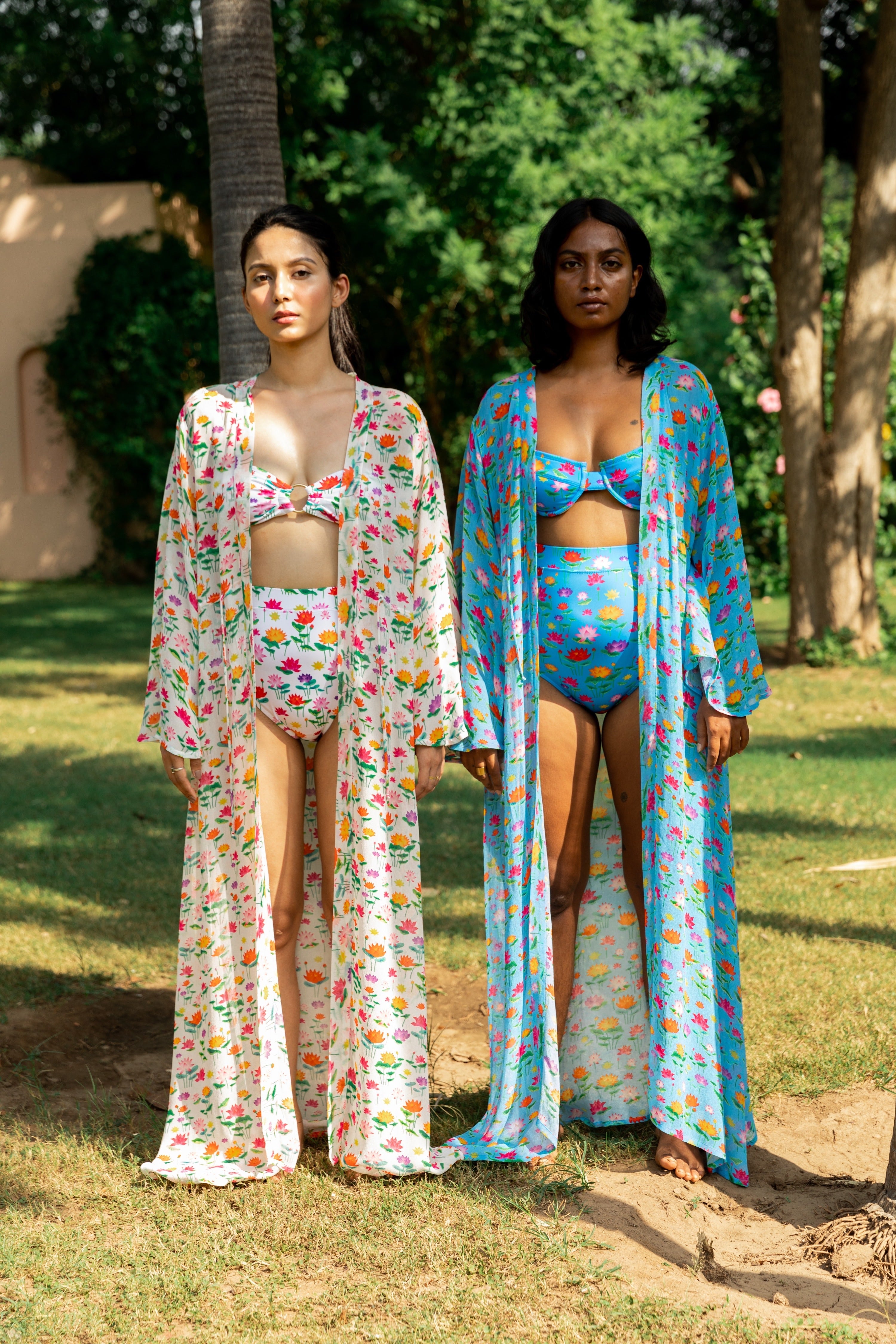 Kaftan with Drawstring Waist - Lotus Pond