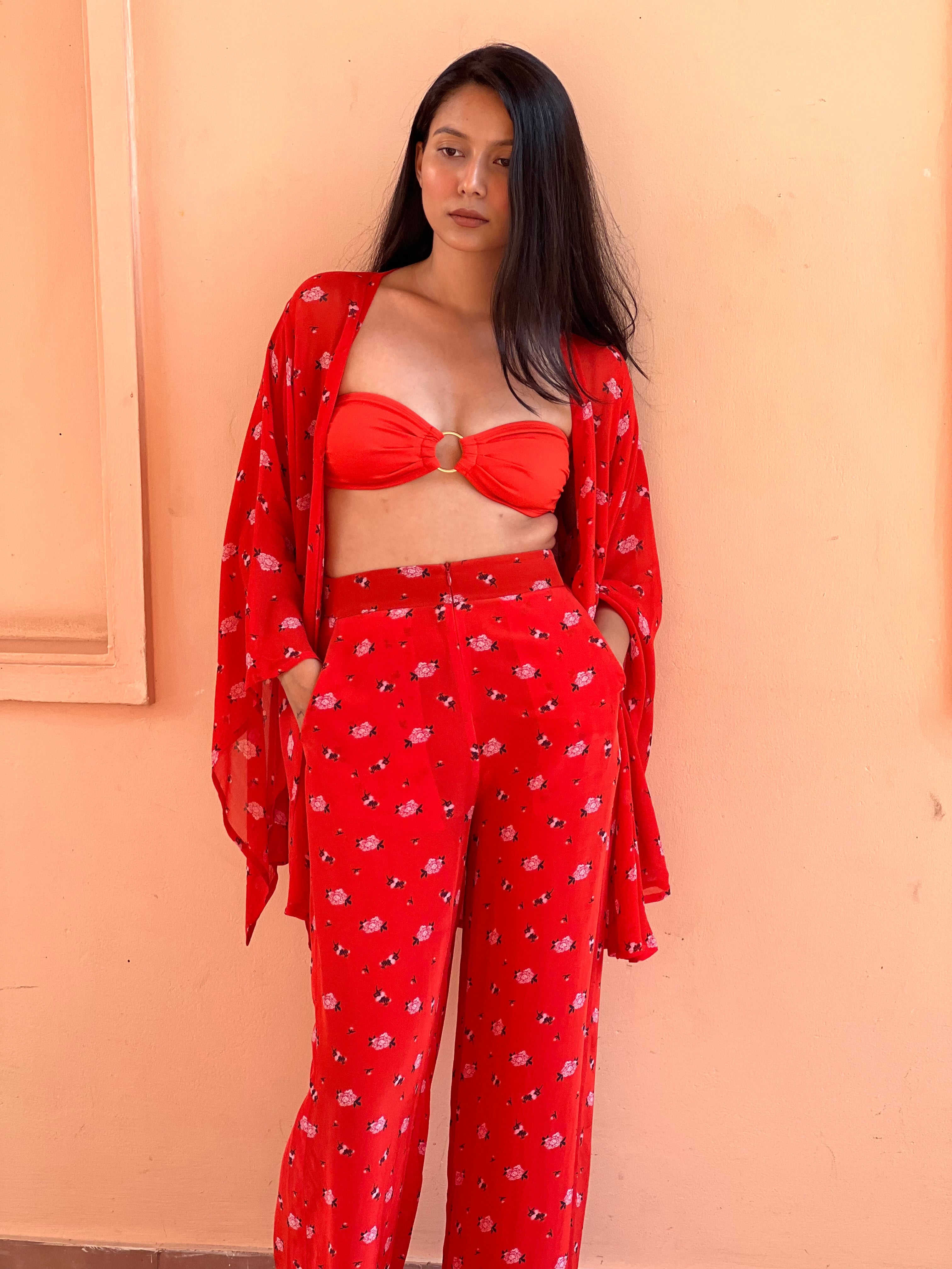 Trousers with Pockets - Carnations