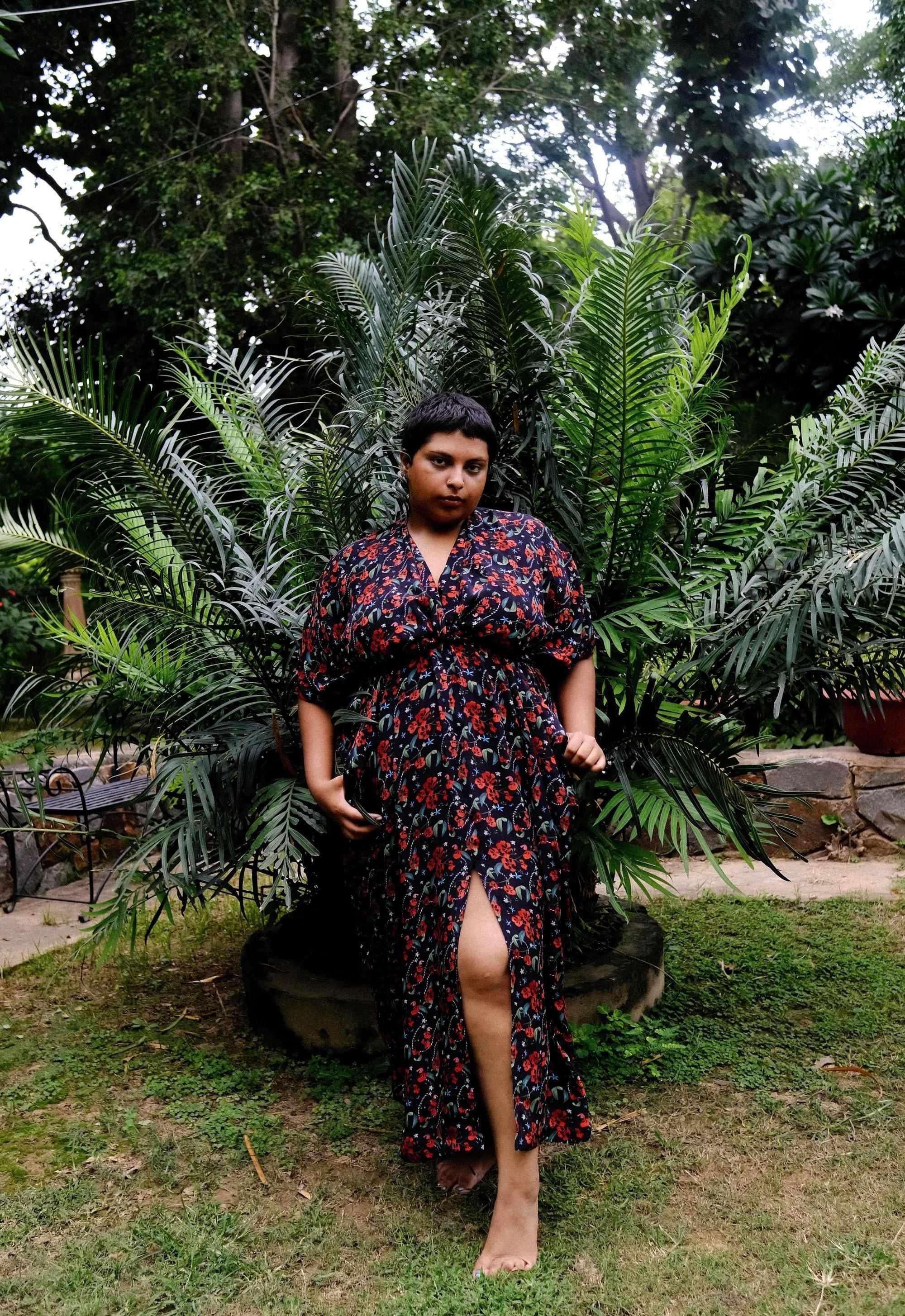 Royal Poinciana Front Or Back Tie Kaftan Dress