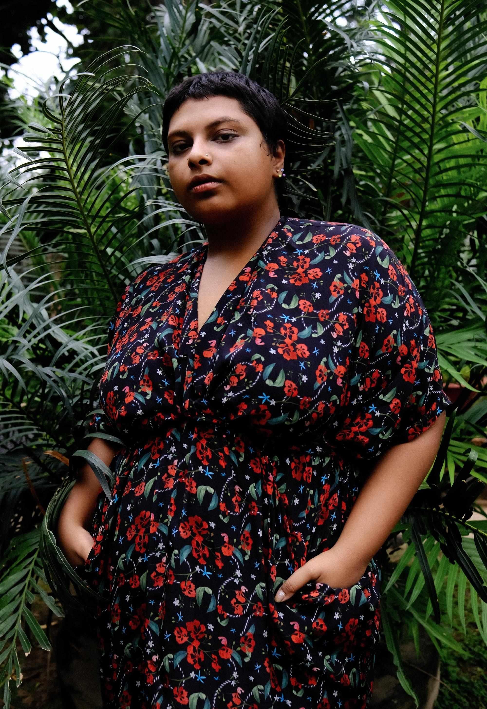 Royal Poinciana Front Or Back Tie Kaftan Dress