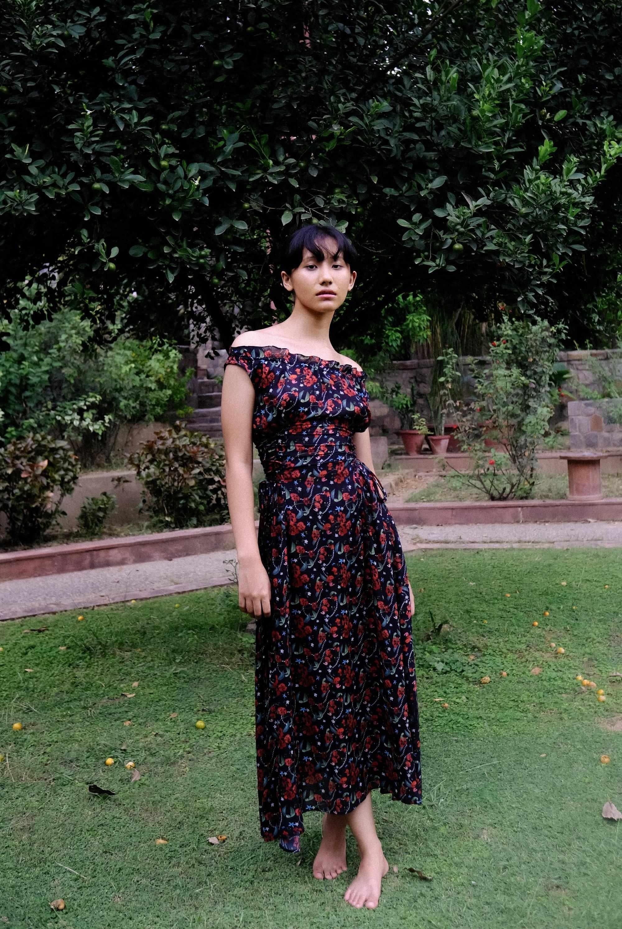 Royal Poinciana Side Tie Up Dress-Resortwear-izsi-IZSI