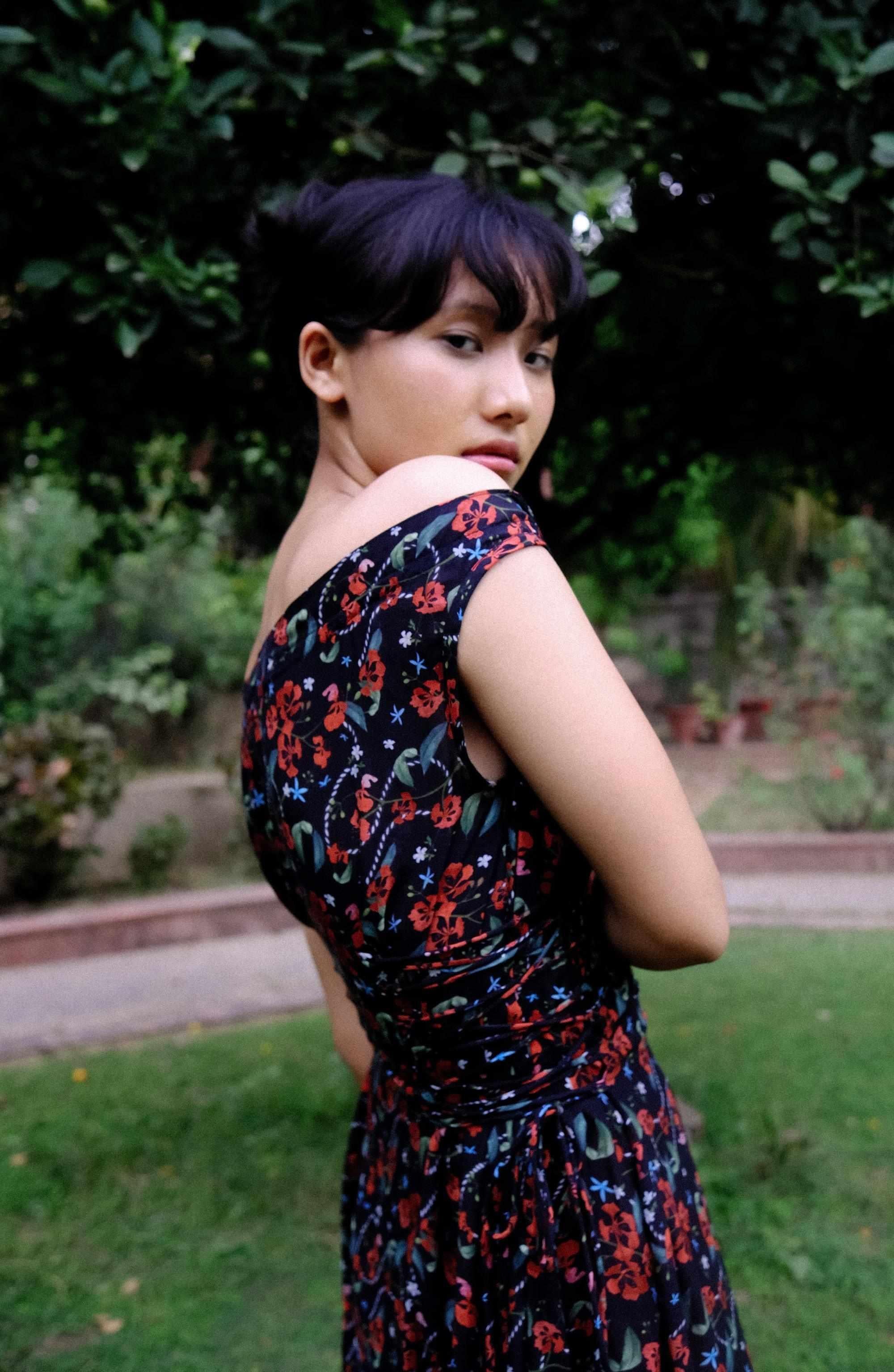 Royal Poinciana Side Tie Up Dress