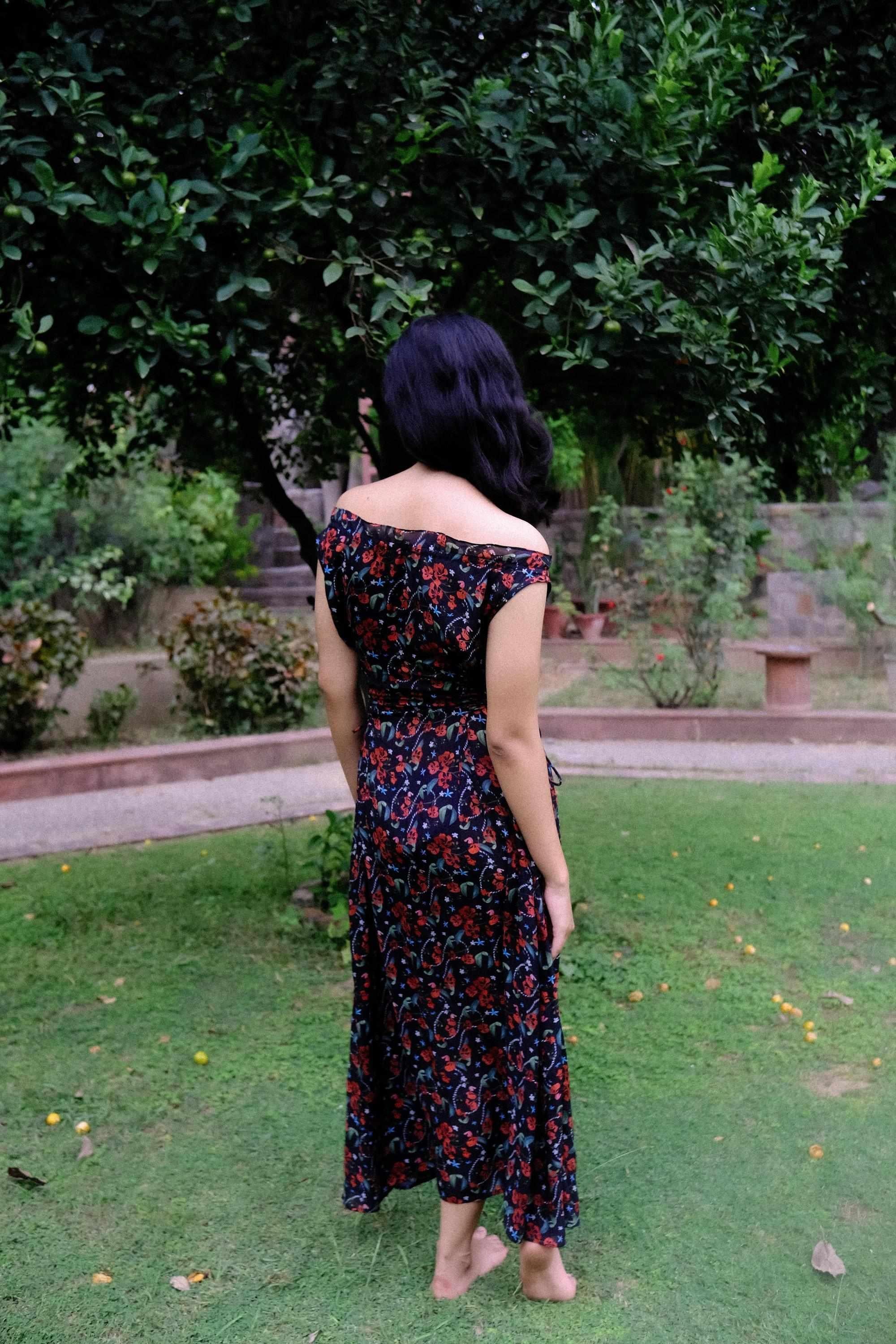 Royal Poinciana Side Tie Up Dress