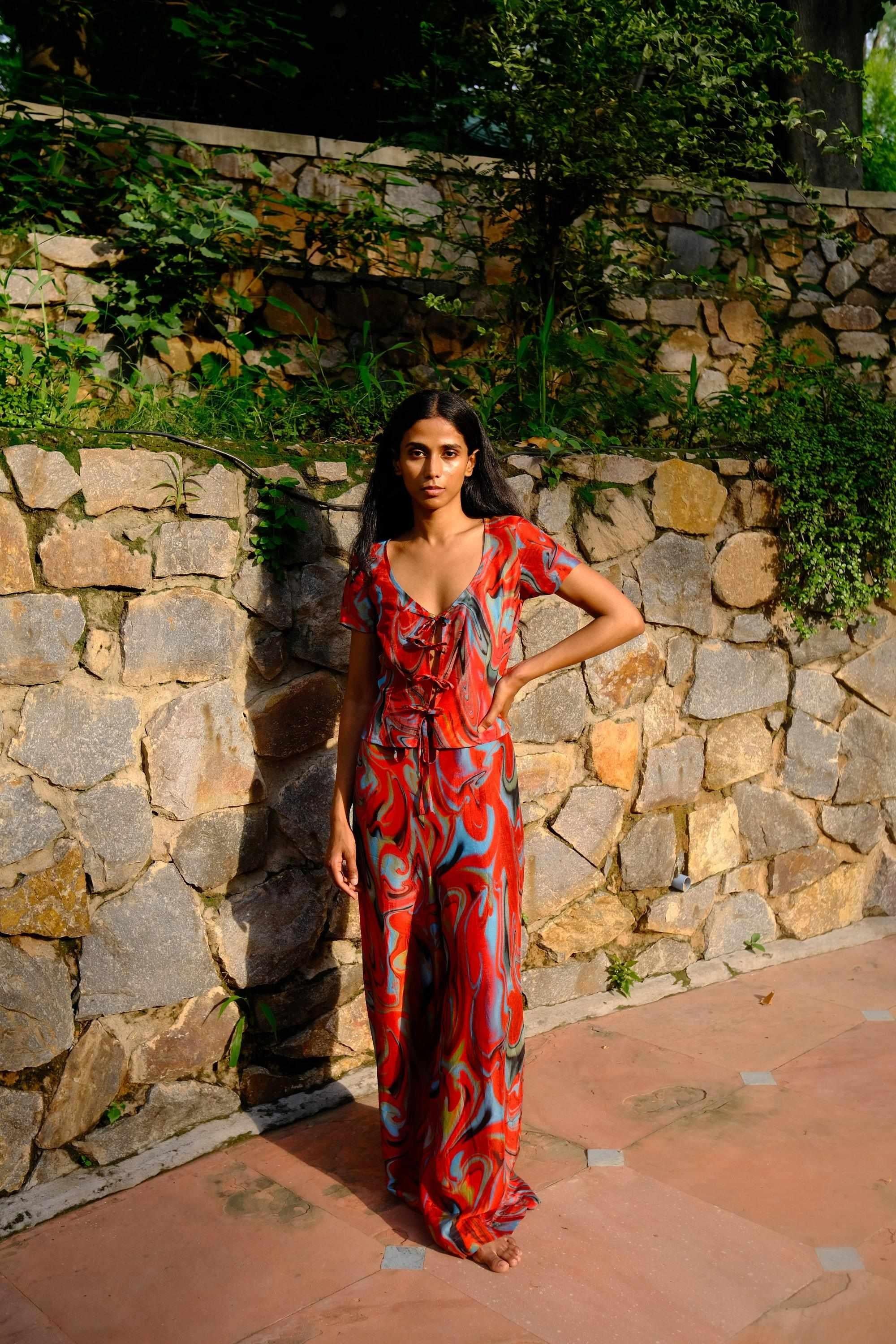 Cayenne Wave Four Tie Top