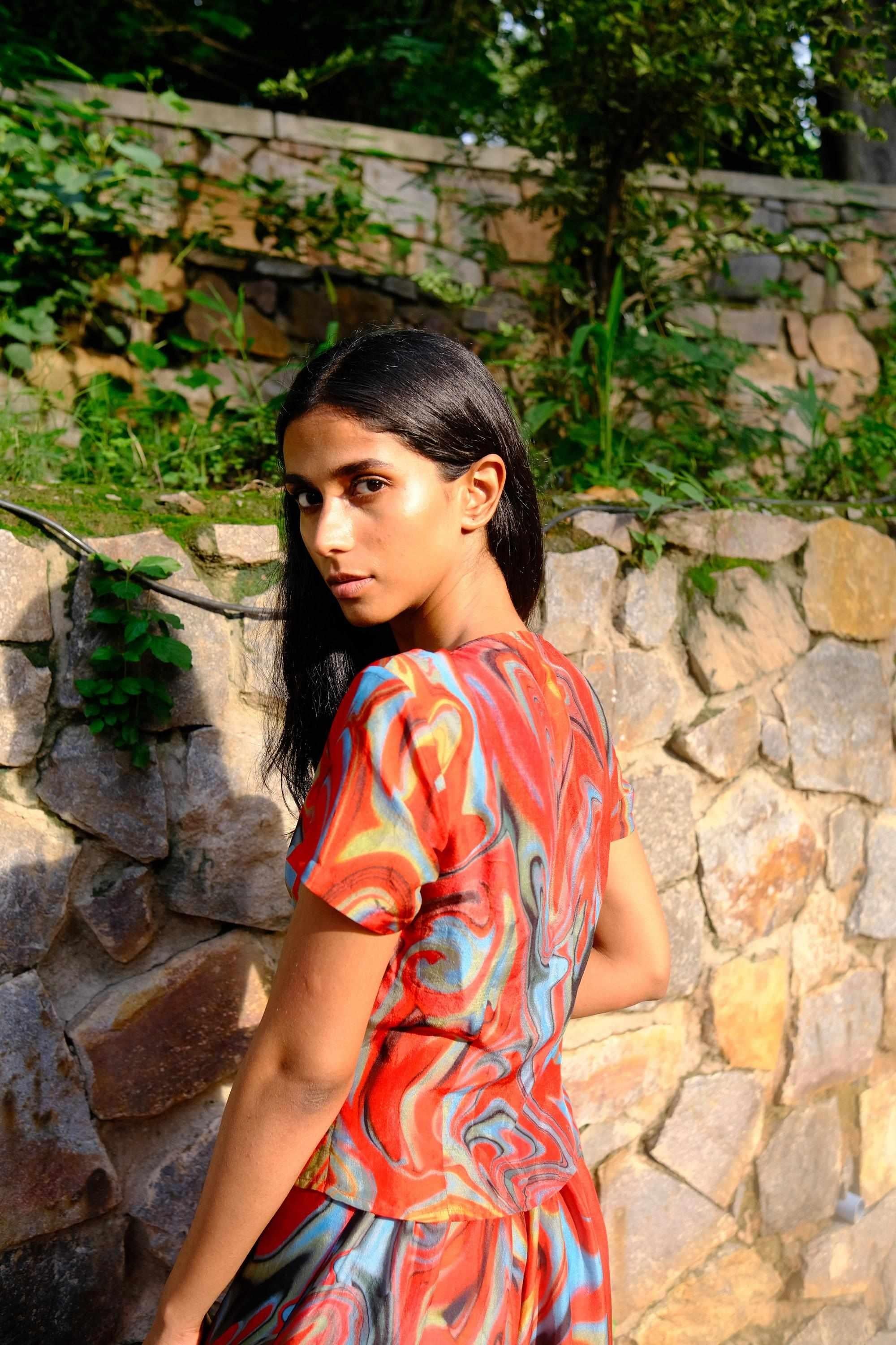 Cayenne Wave Four Tie Top