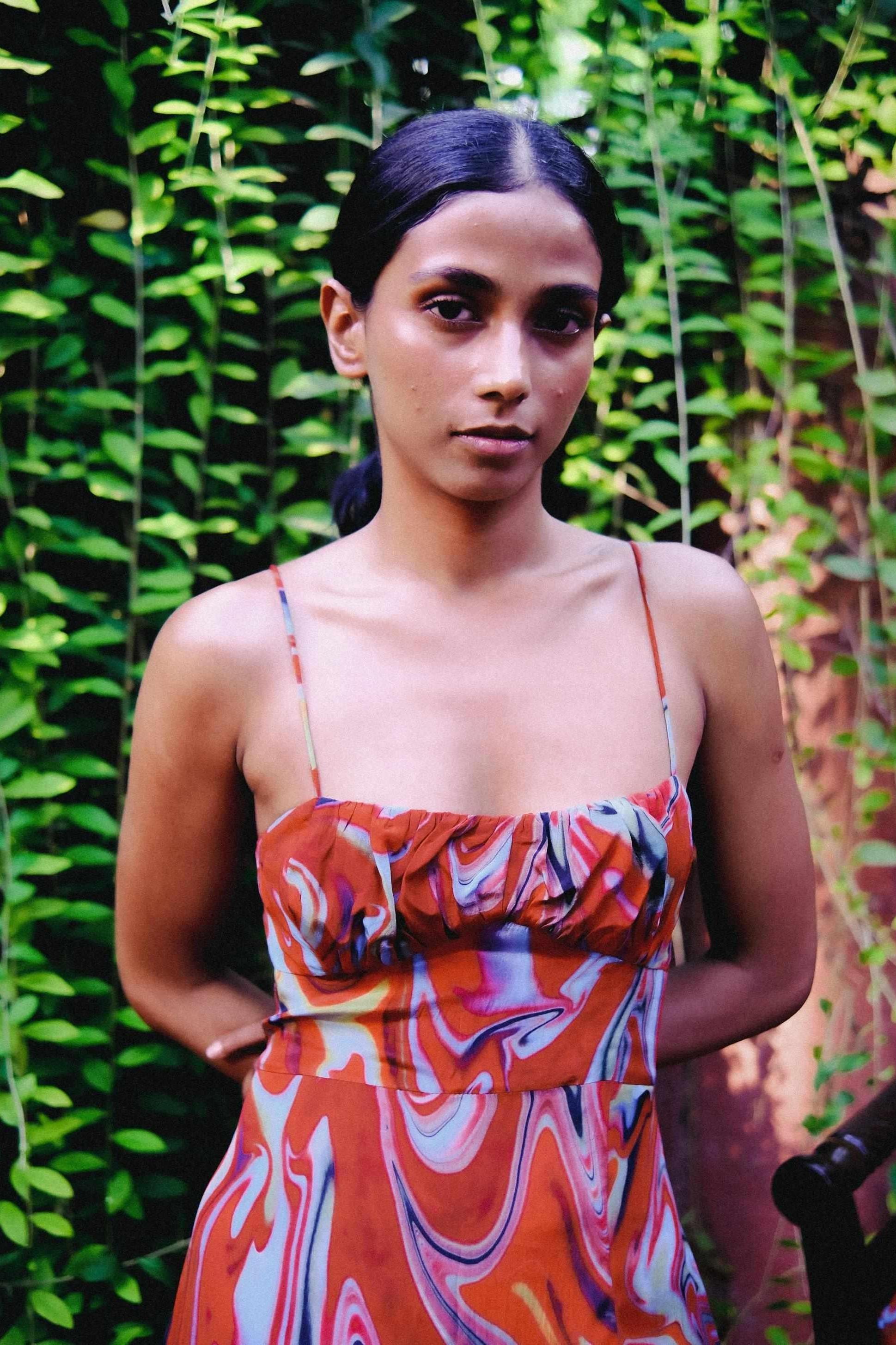 Cayenne Wave Ruched Bust slip dress