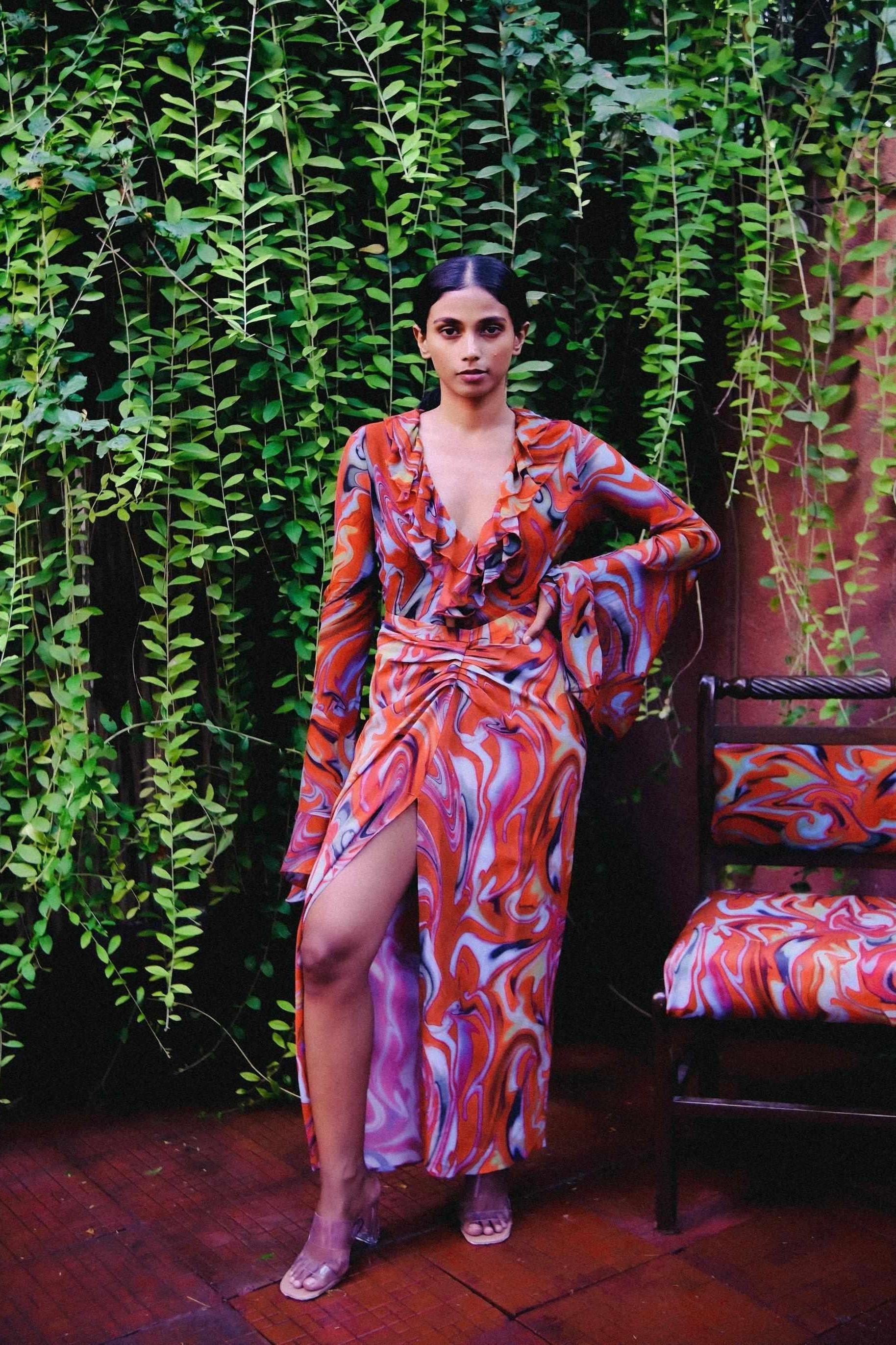 Cayenne Wave Waist Defining Ruched Sarong Skirt