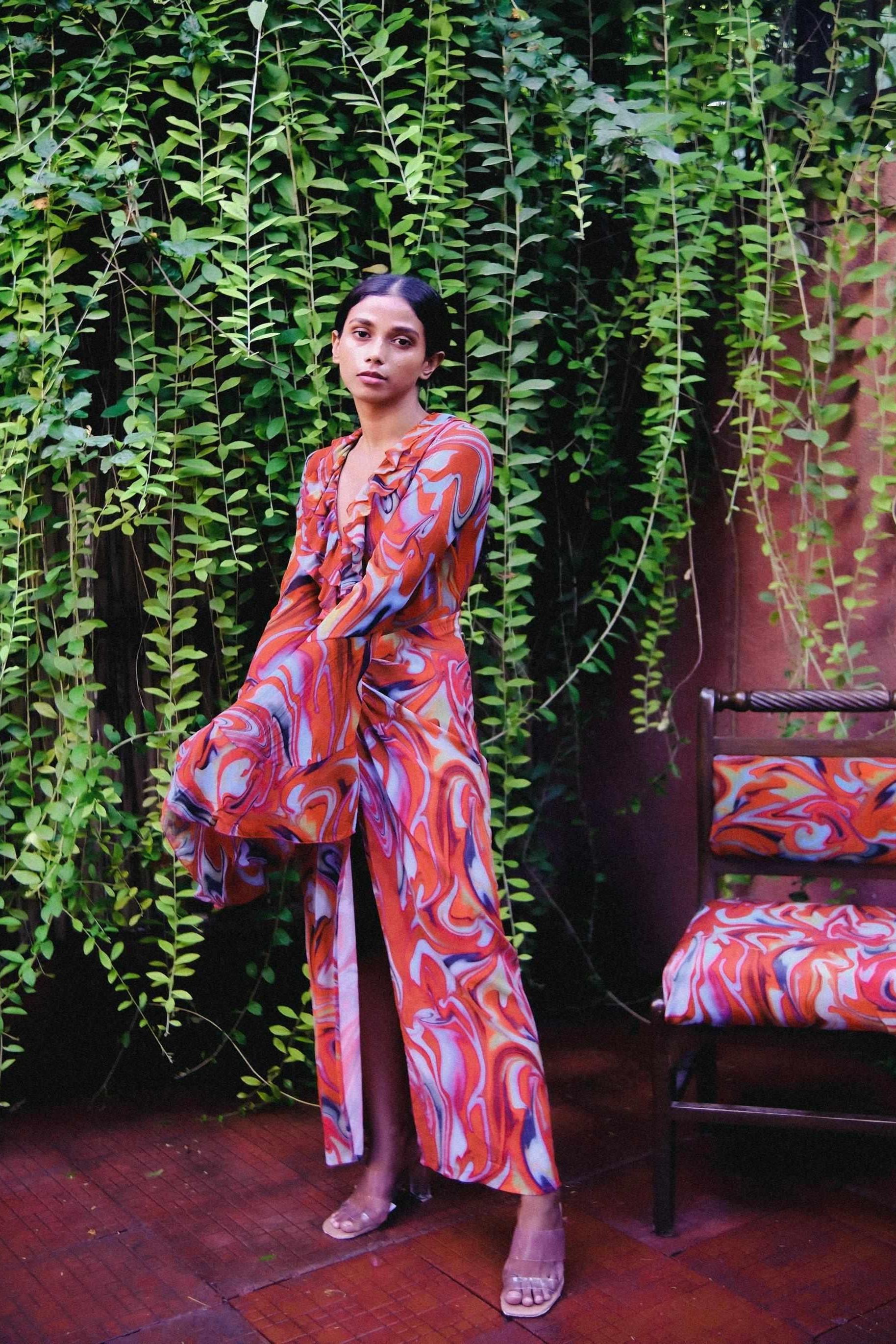 Cayenne Wave Waist Defining Ruched Sarong Skirt