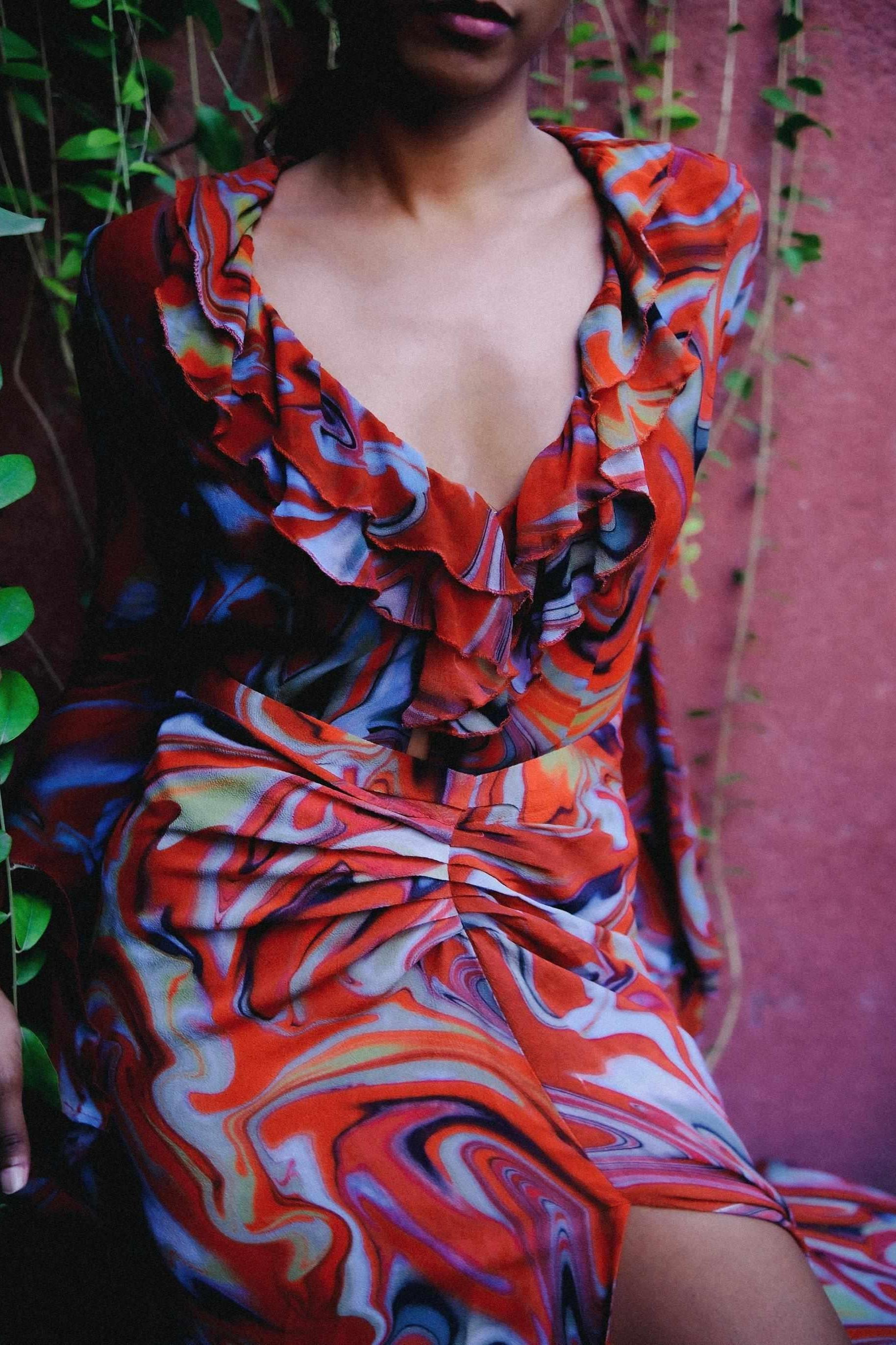 Cayenne Wave Waist Defining Ruched Sarong Skirt