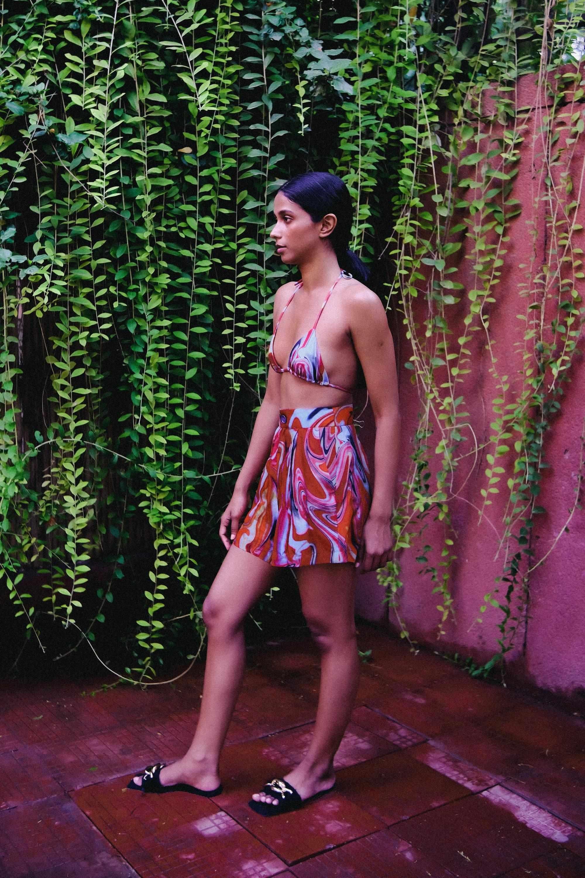 Cayenne Wave High Waist Shorts With Side Pockets