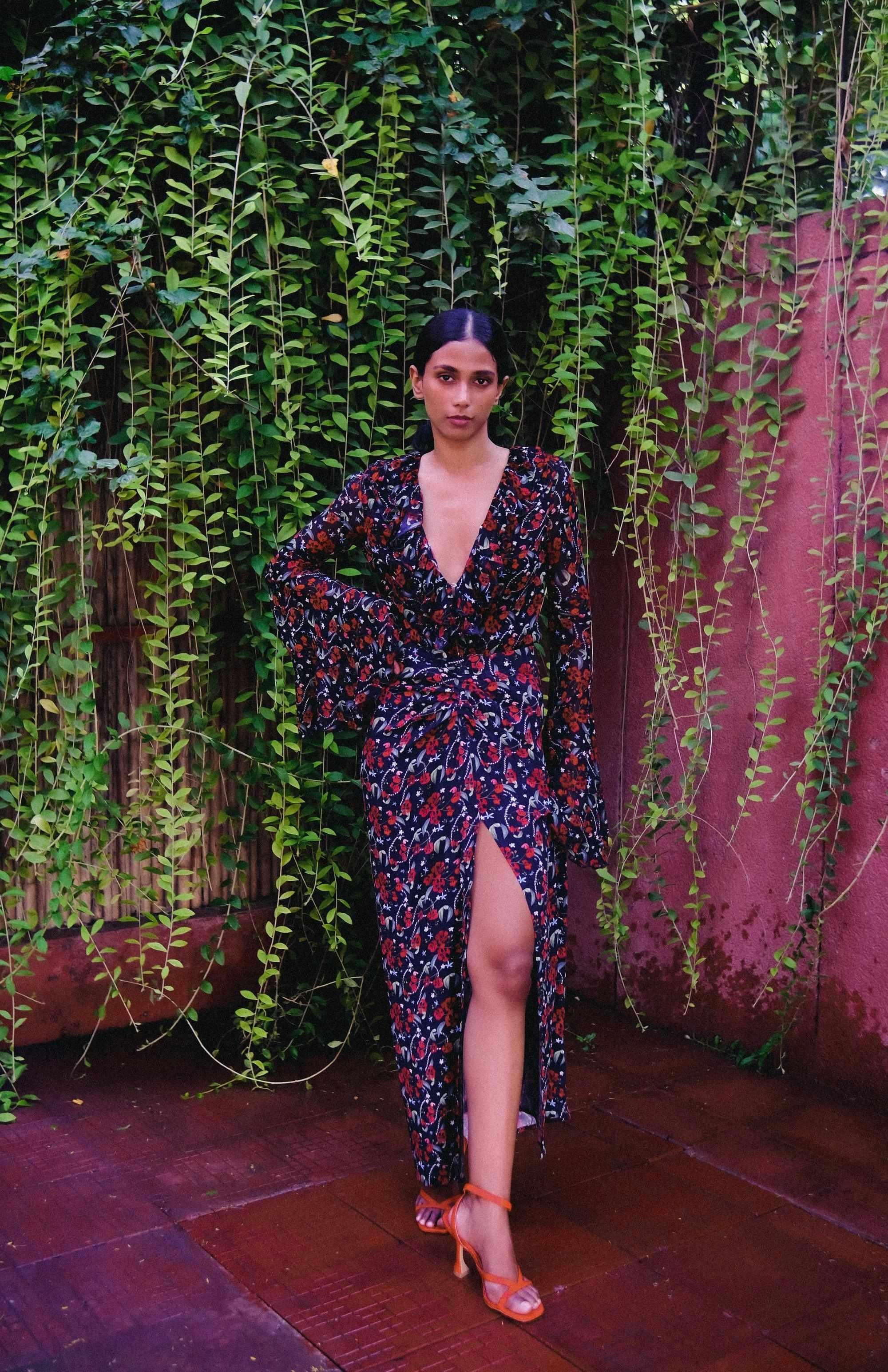 Royal Poinciana Waist Defining Ruched Sarong Skirt