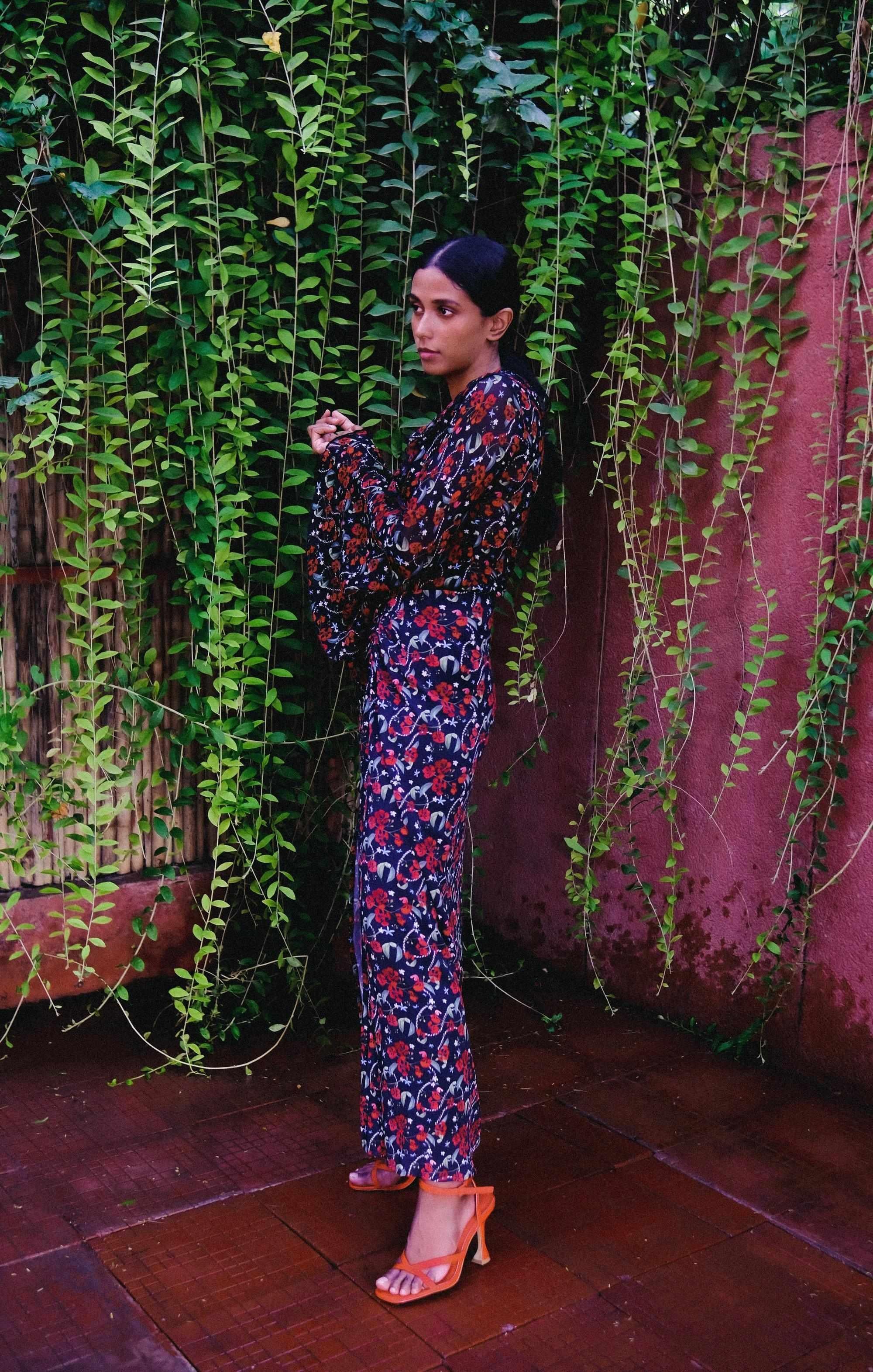 Royal Poinciana Waist Defining Ruched Sarong Skirt