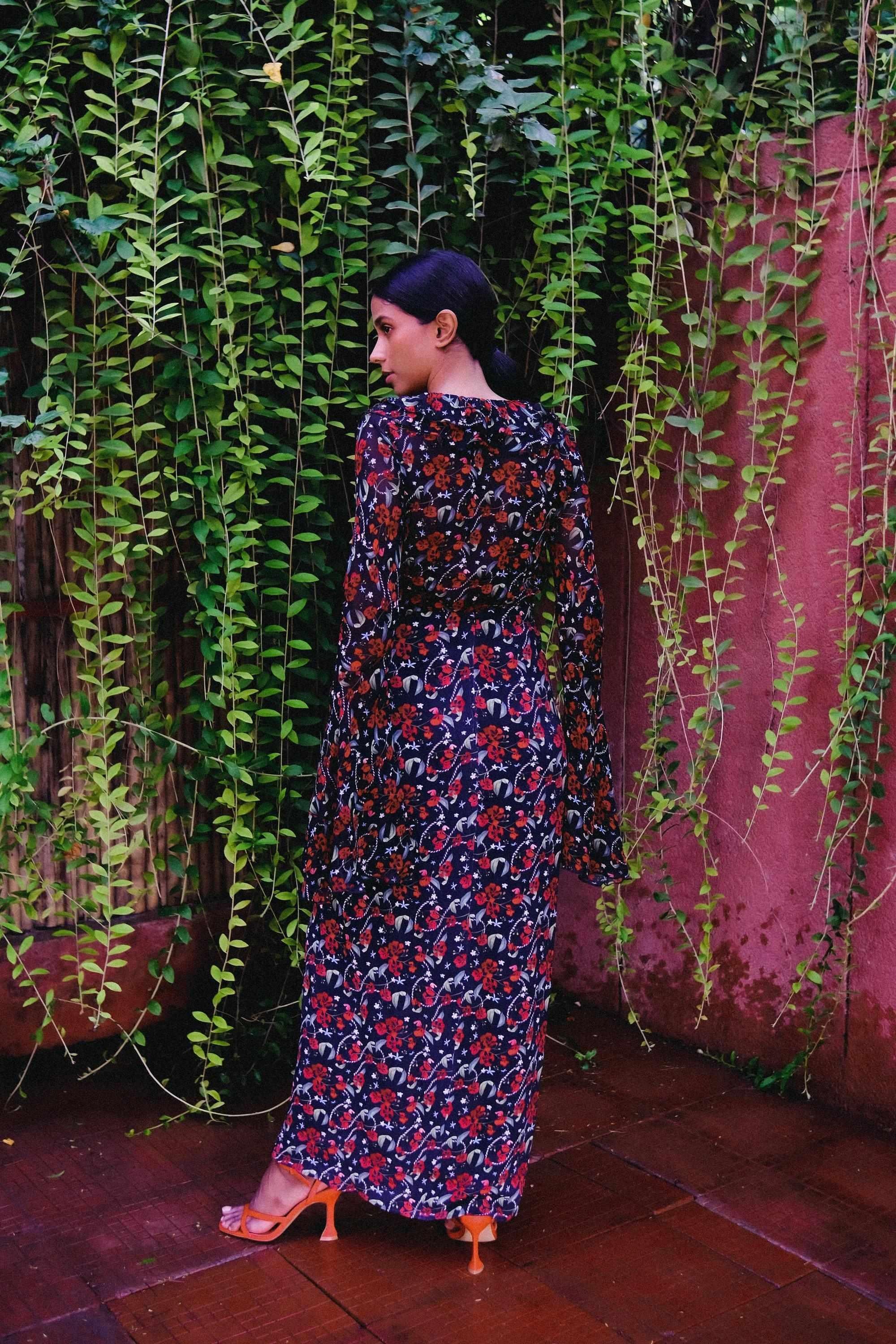 Royal Poinciana Waist Defining Ruched Sarong Skirt