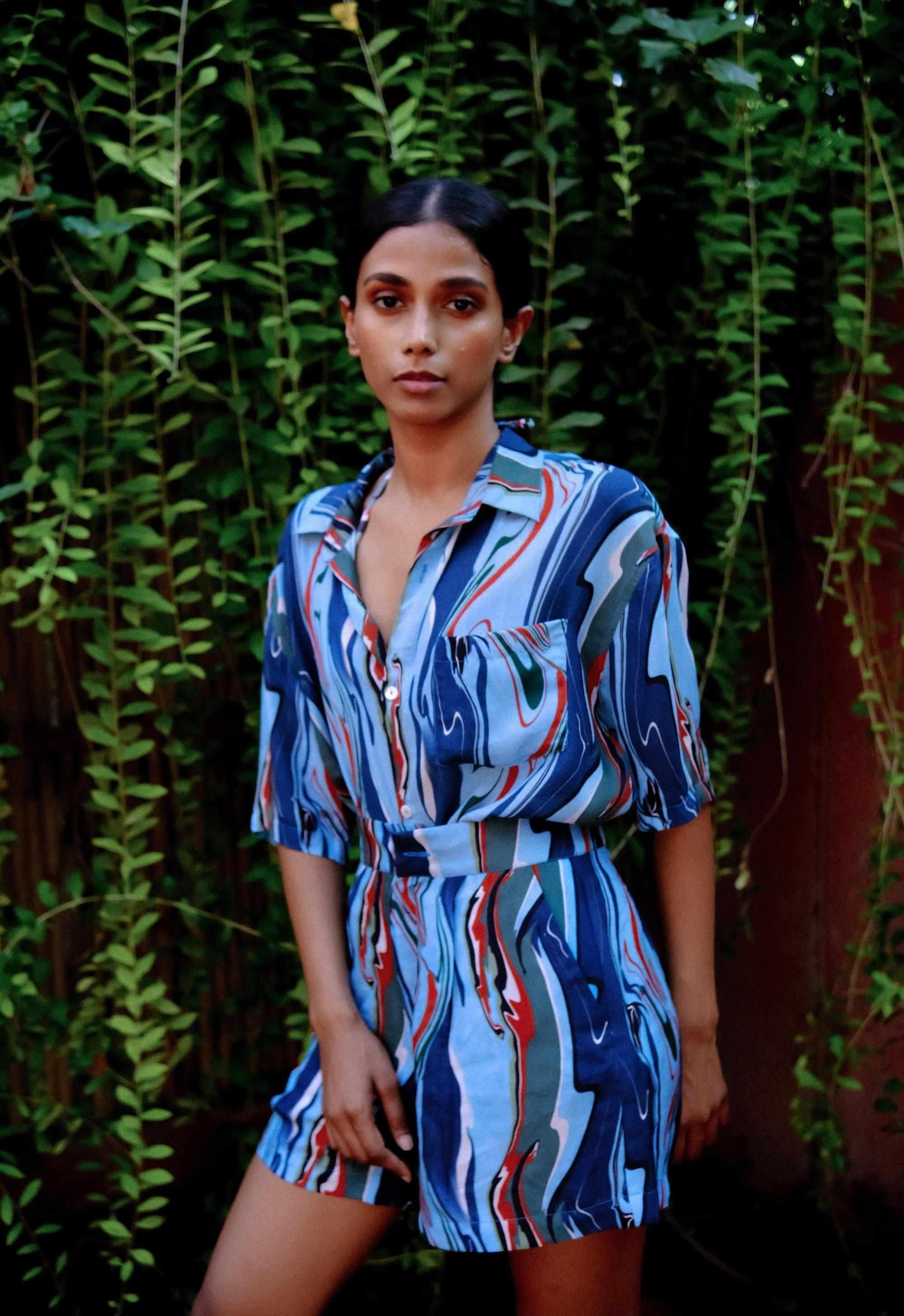 Cosmic Wave High Waist Shorts With Side Pockets