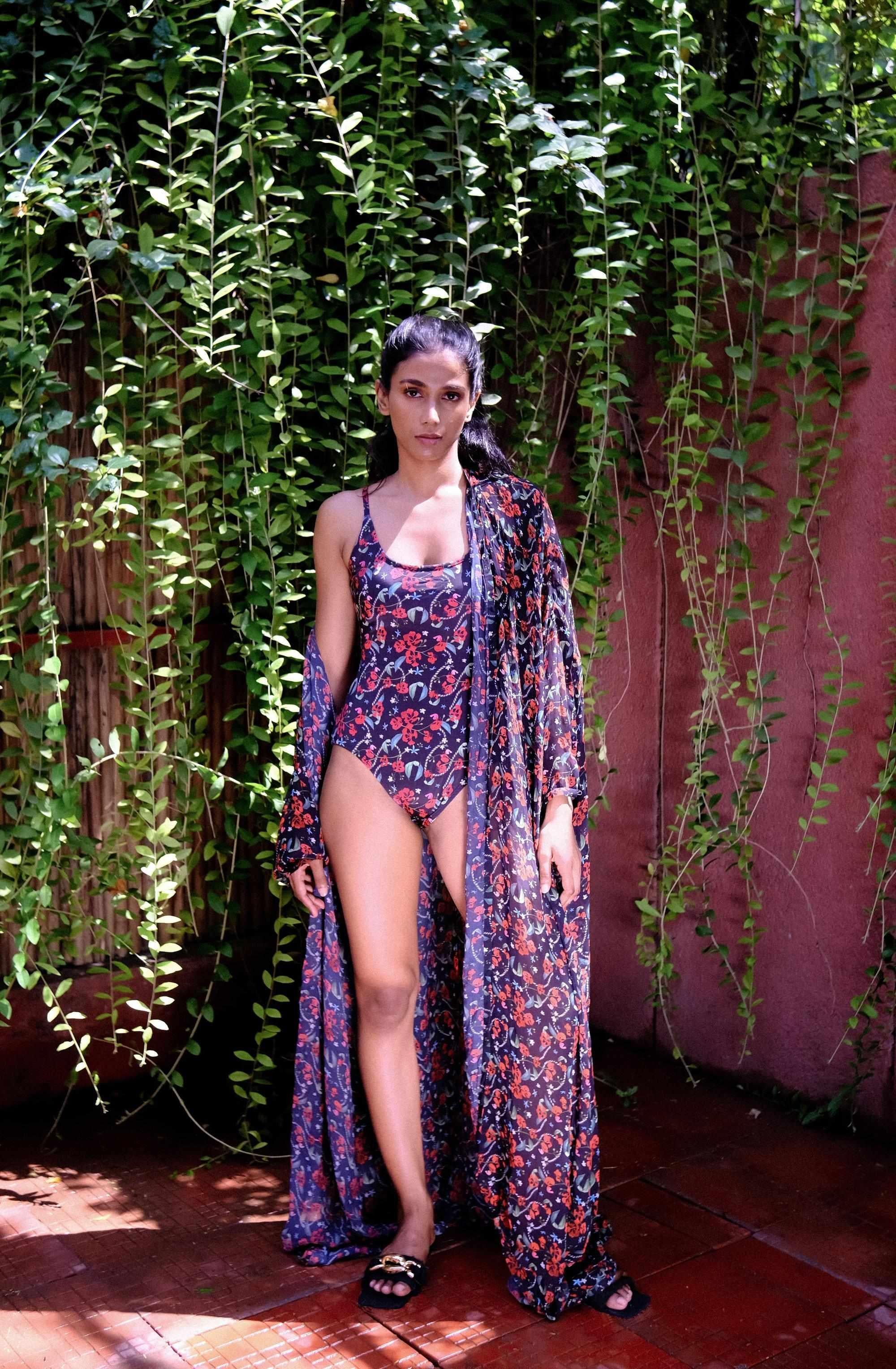 Royal Poinciana Front Open Kaftan-Resortwear-izsi-IZSI