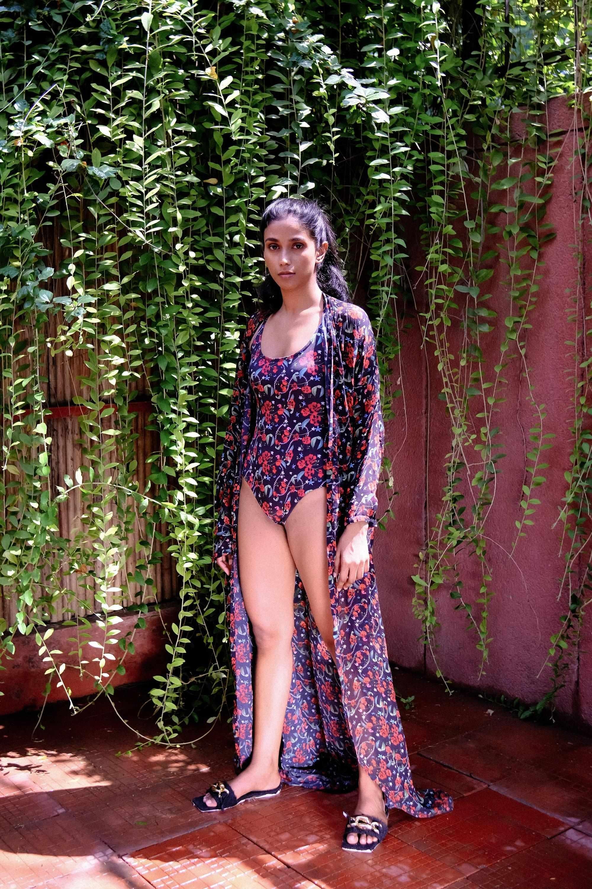 Royal Poinciana Front Open Kaftan