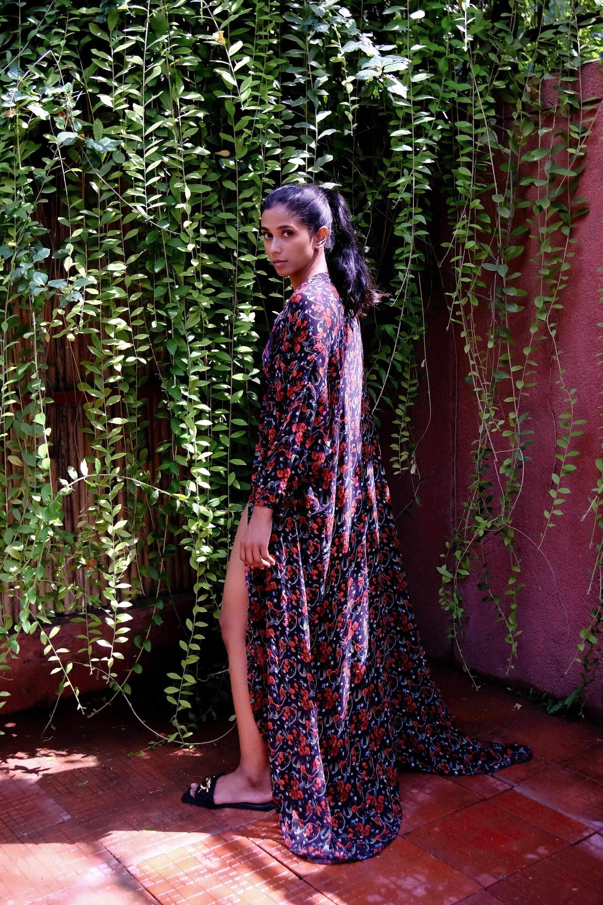 Royal Poinciana Front Open Kaftan