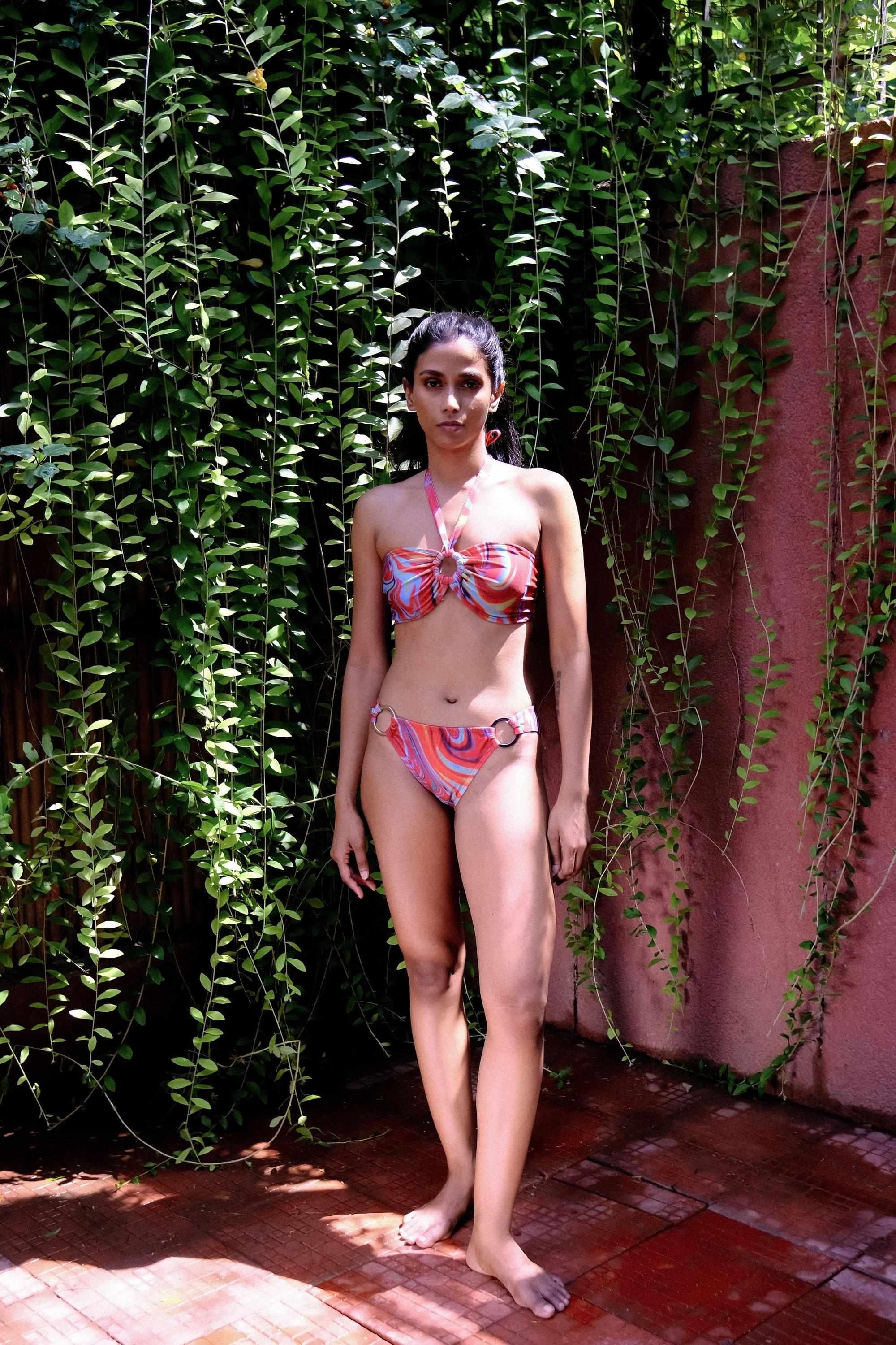 Cayenne Wave Ring Bikini Top with Removable Halter String