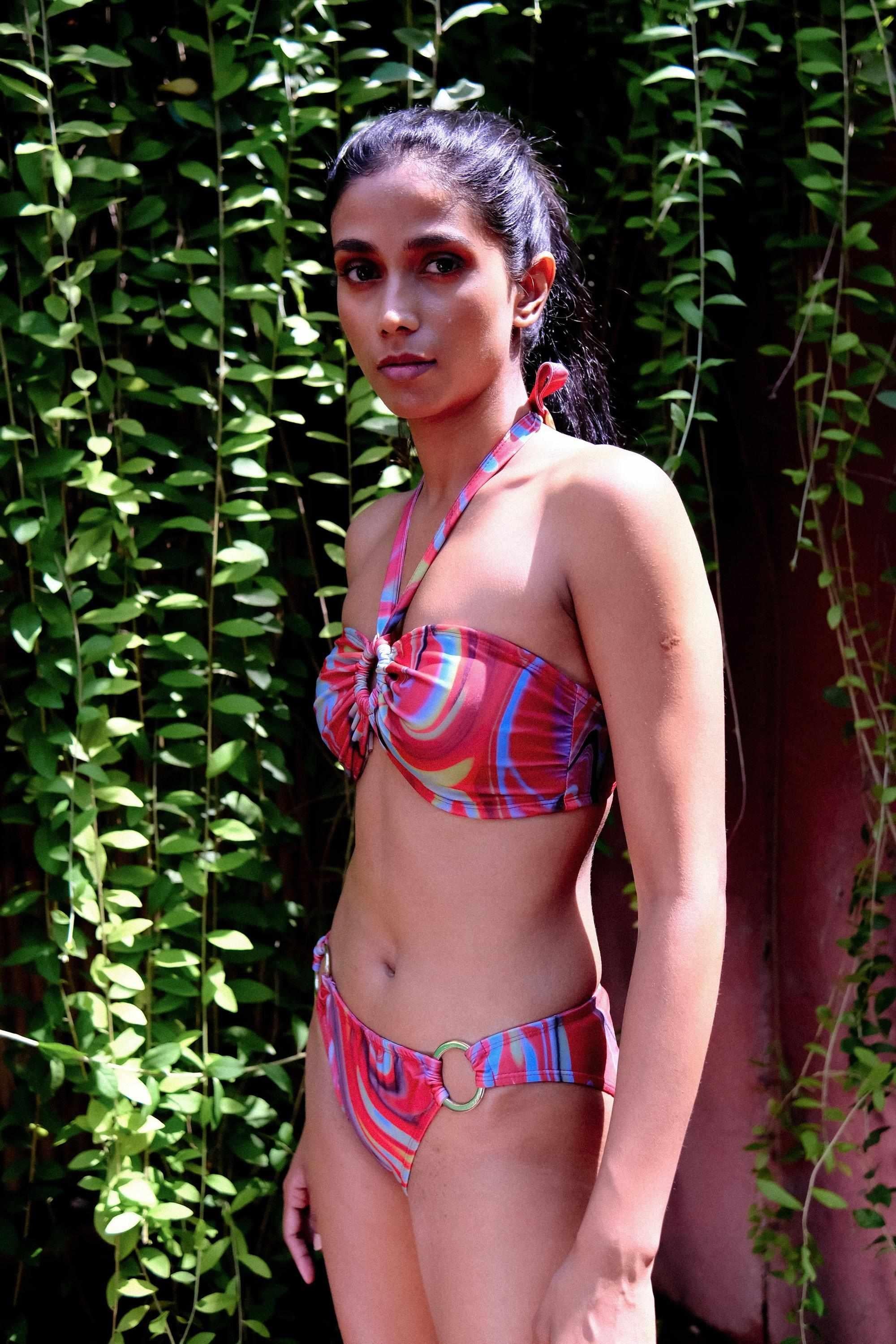 Cayenne Wave Ring Bikini Top with Removable Halter String