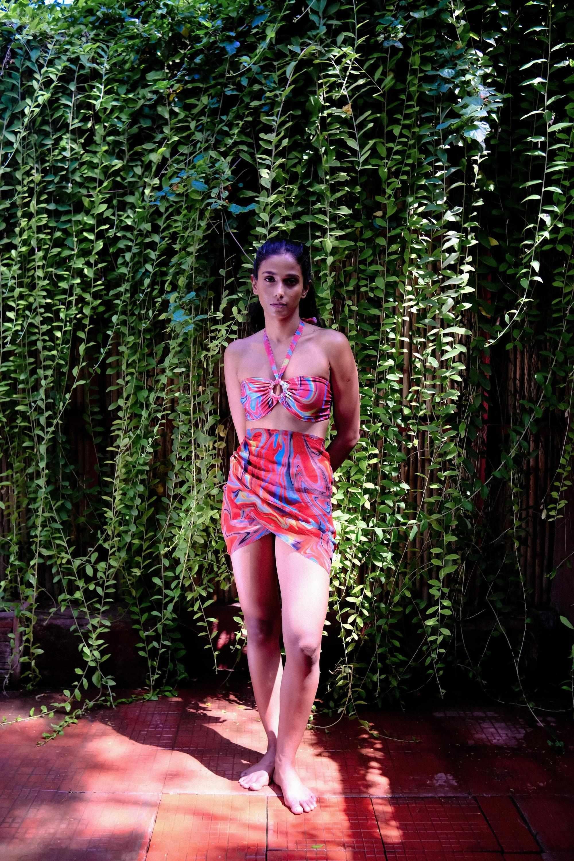 Cayenne Wave Short Tie Up Wrap Over Sarong