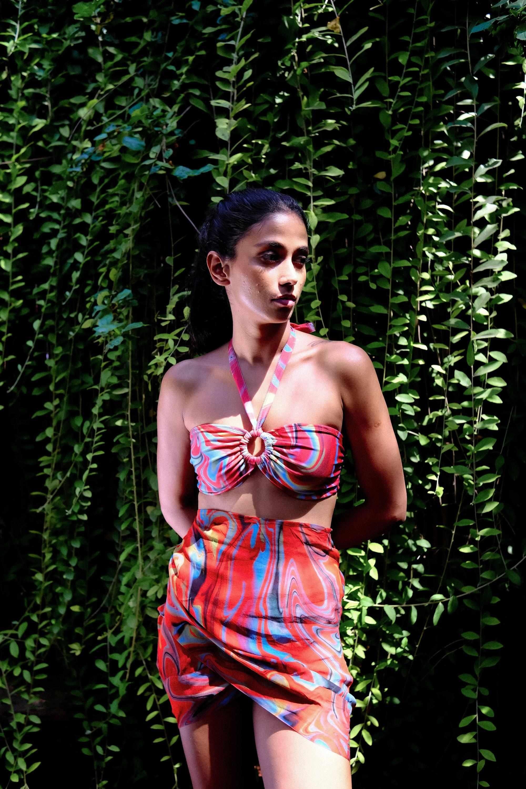 Cayenne Wave Short Tie Up Wrap Over Sarong