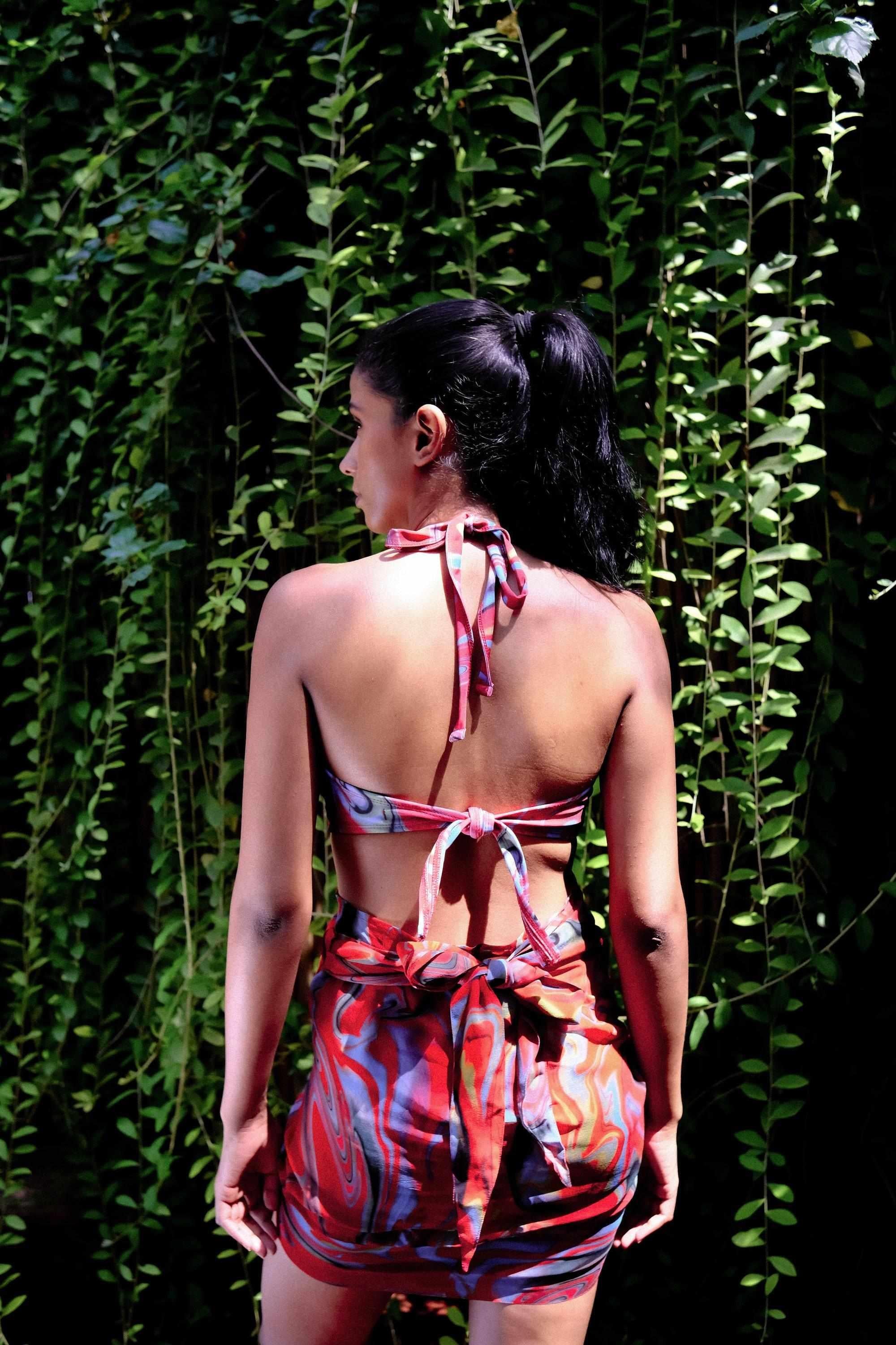 Cayenne Wave Short Tie Up Wrap Over Sarong