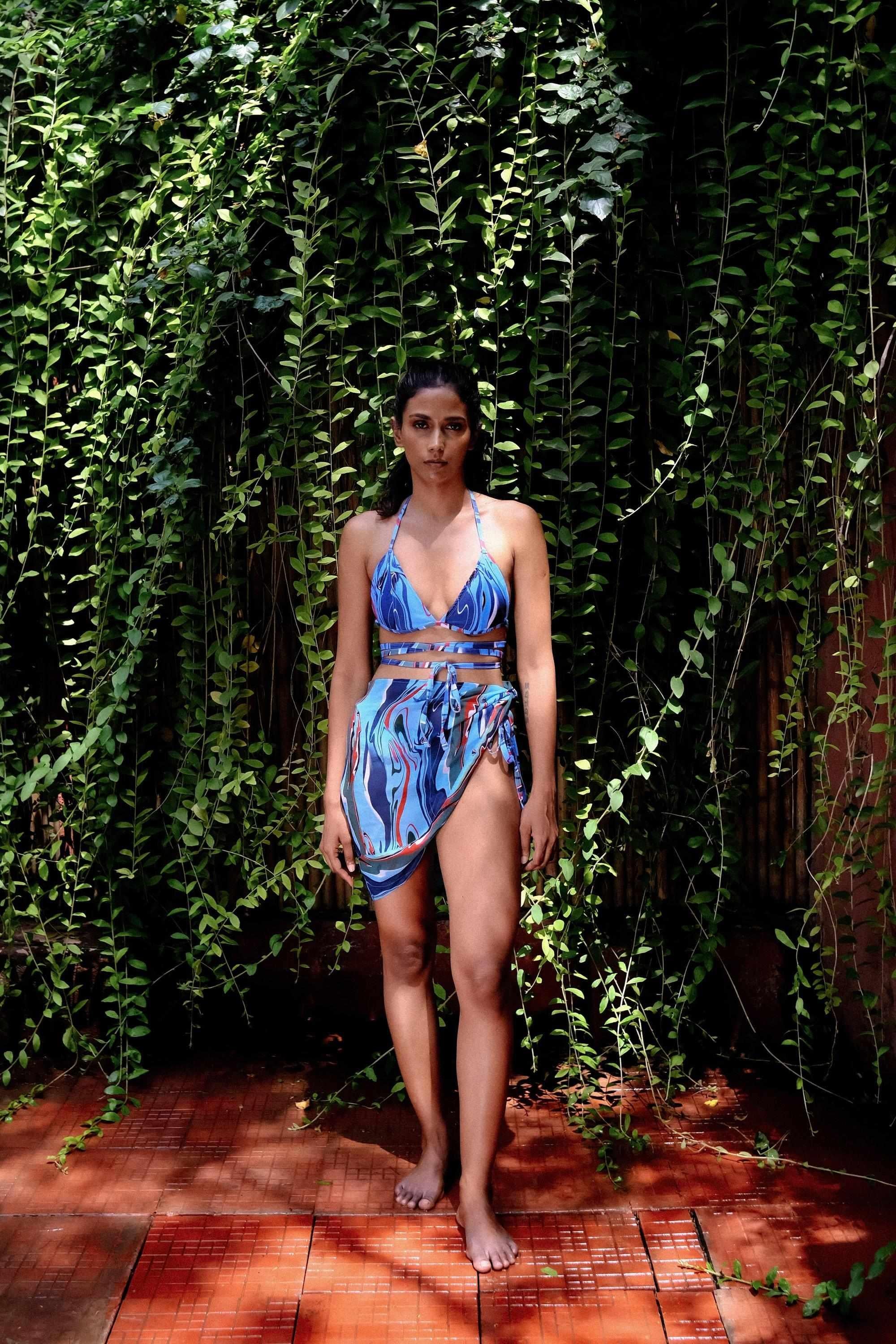 Cosmic Wave Short Tie Up Wrap Over Sarong