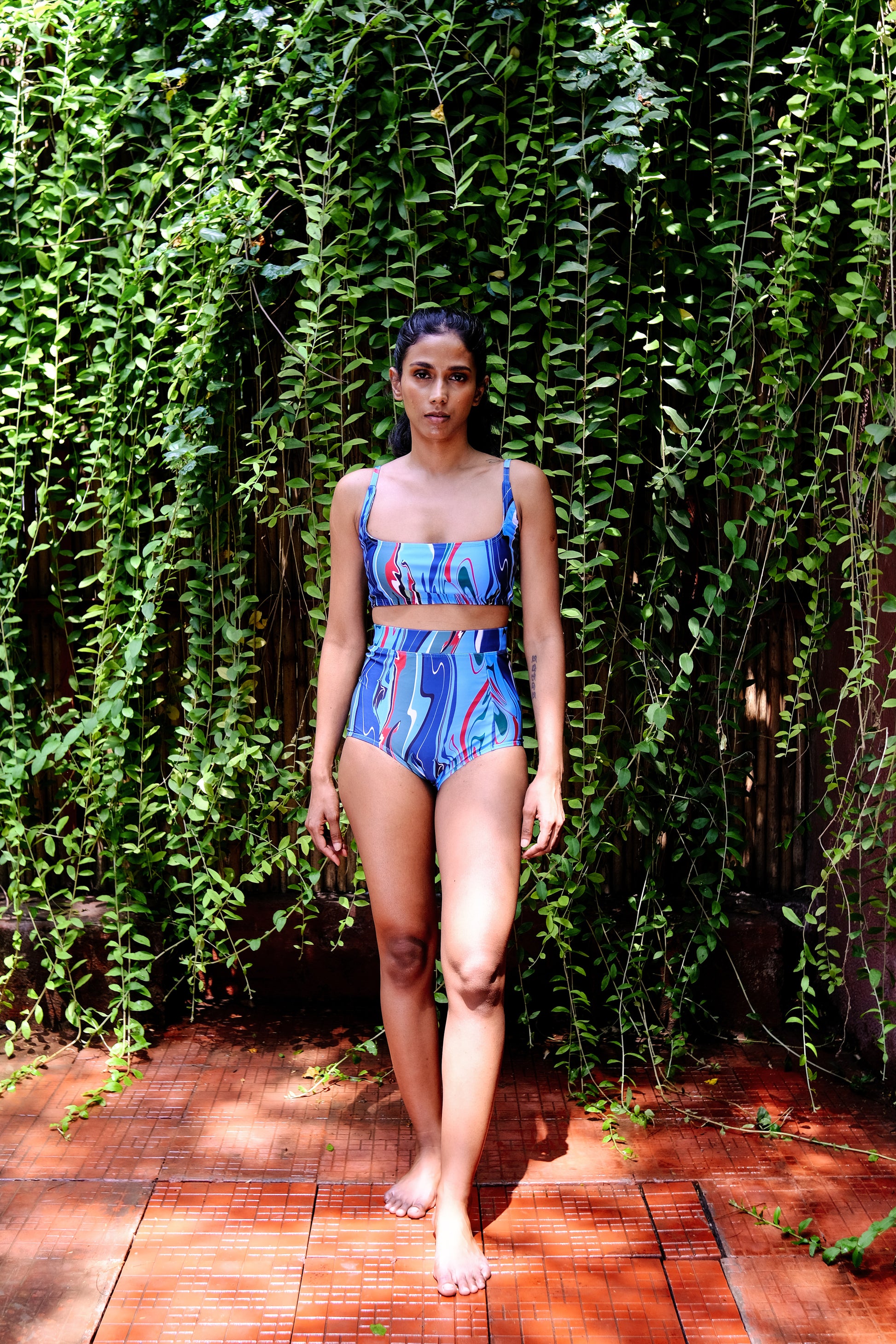 Cotton Beautiful bikini set with sarong, Body suit, Printed at Rs