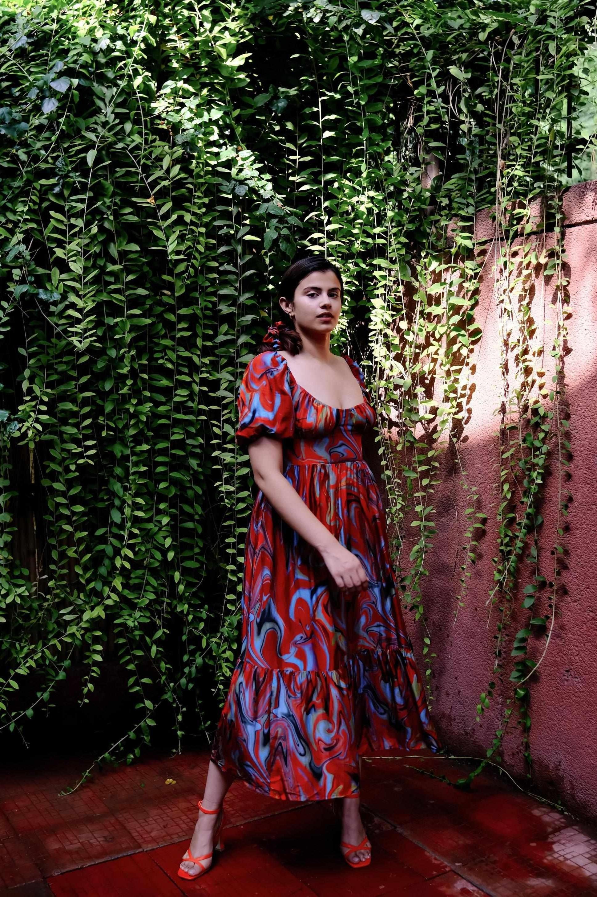 Cayenne Wave Back Tie Up Corset Dress With Pockets