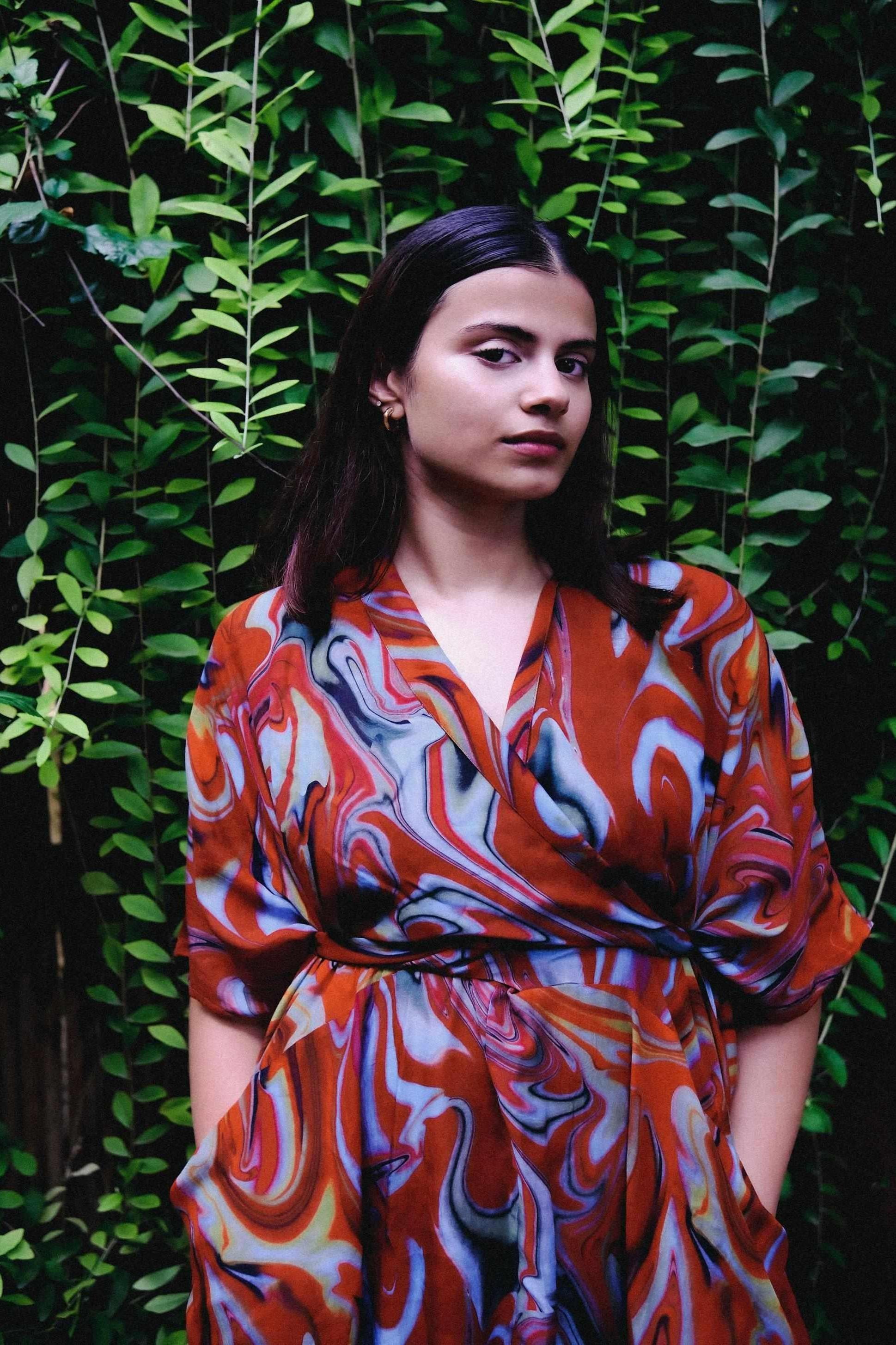 Cayenne Wave Front Or Back Tie Kaftaan Dress