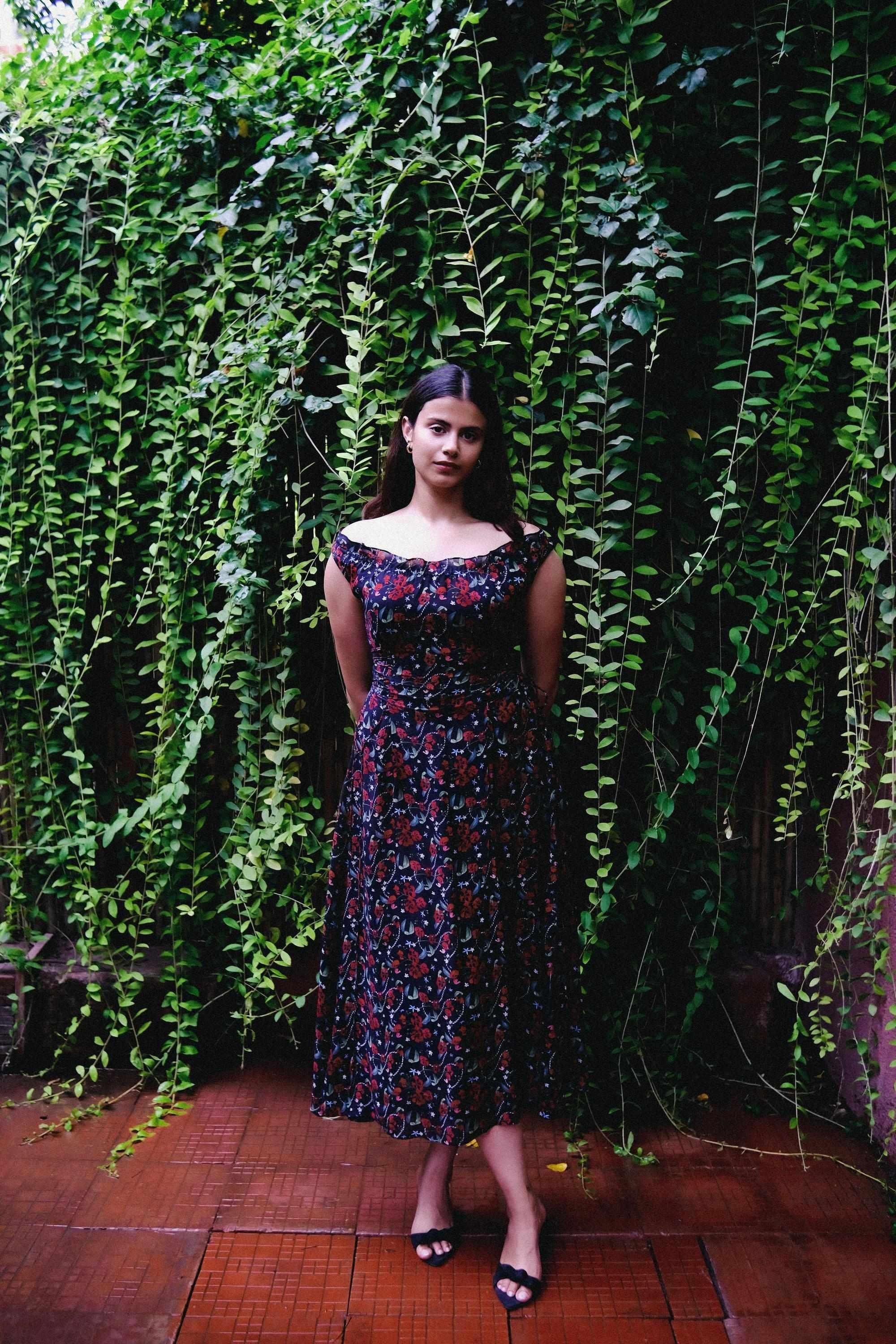 Royal Poinciana Side Tie Up Dress