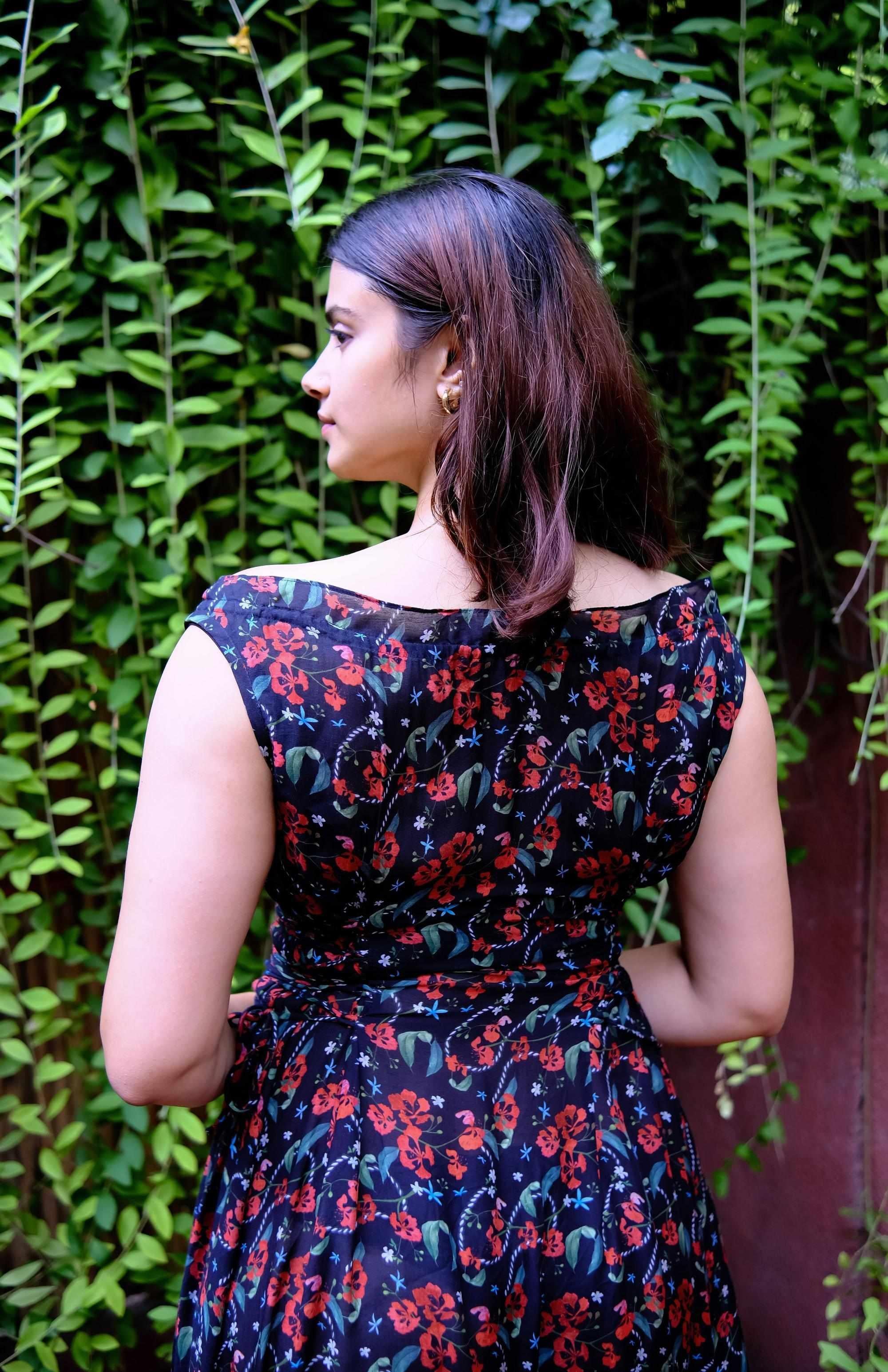 Royal Poinciana Side Tie Up Dress