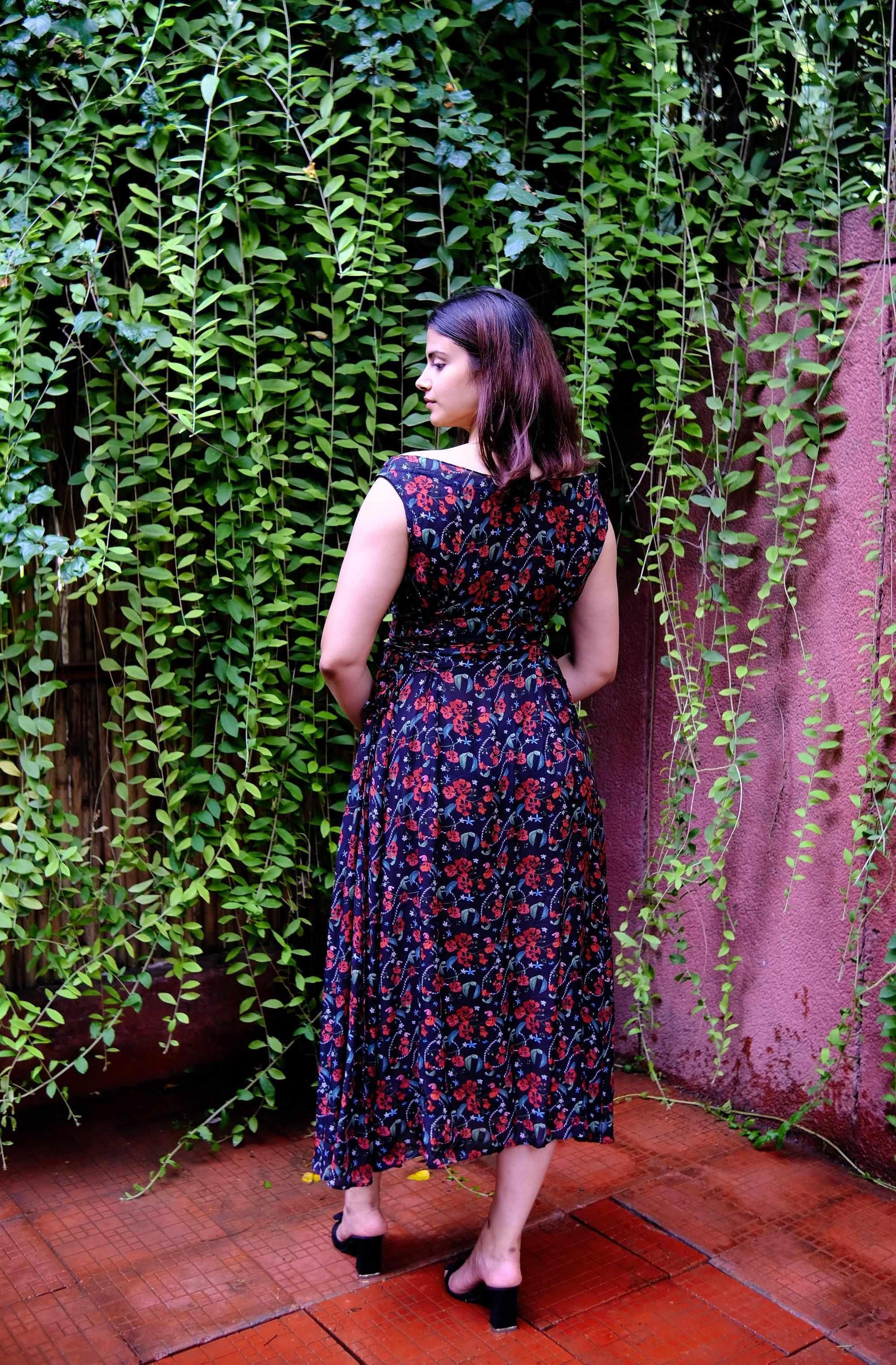 Royal Poinciana Side Tie Up Dress