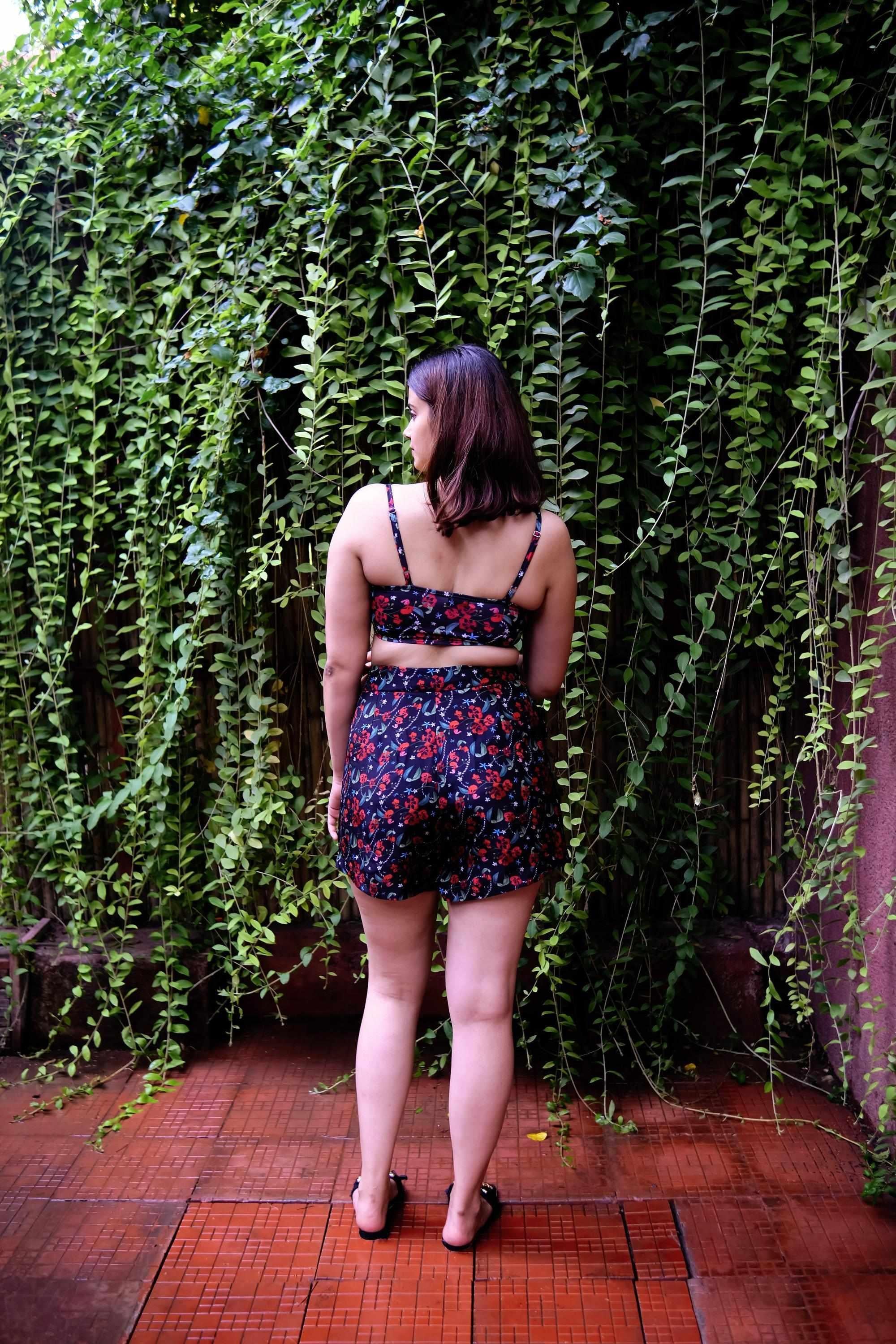 Royal Poinciana High Waist Shorts With Side Pockets