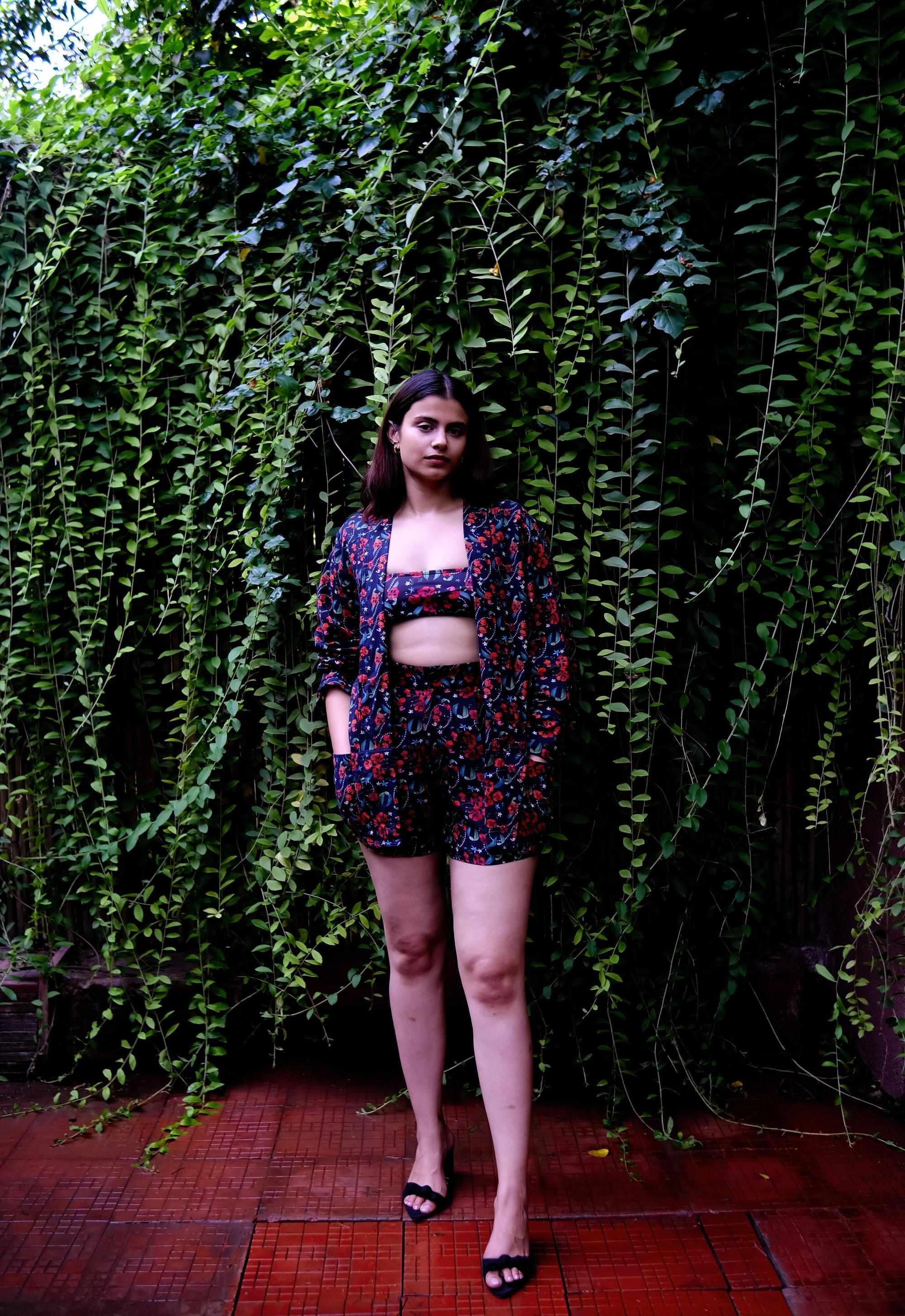 Royal Poinciana High Waist Shorts With Side Pockets