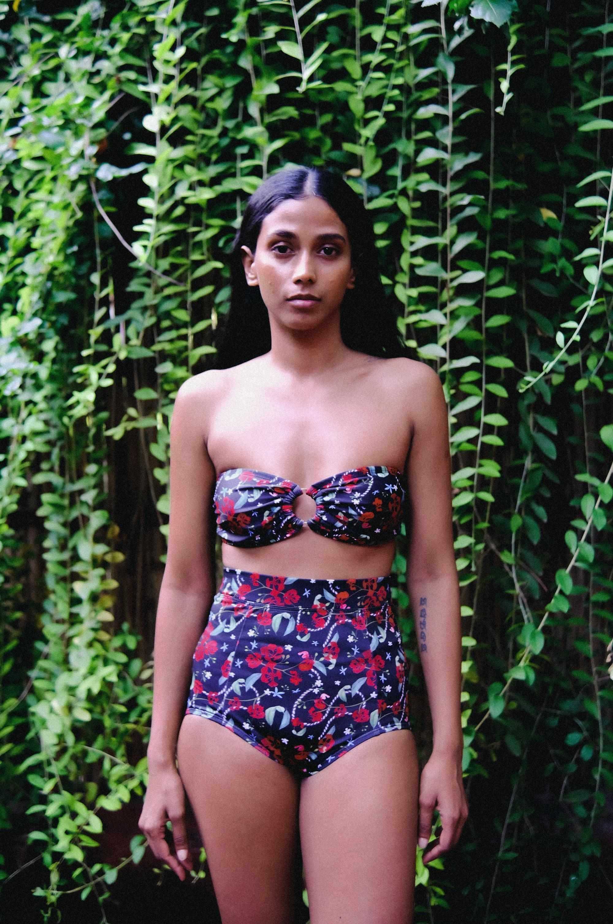 Royal Poinciana High Waist Bikini Bottom-swimwear-izsi-IZSI