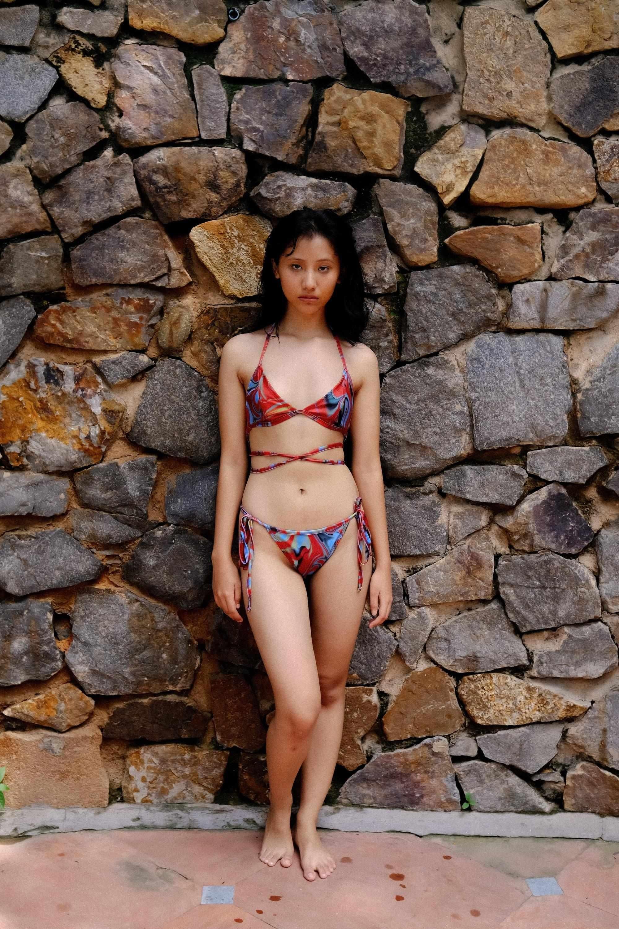 Cayenne Wave Triangle Bikini Top with Wrap Around String-Swimwear-IZSI-IZSI