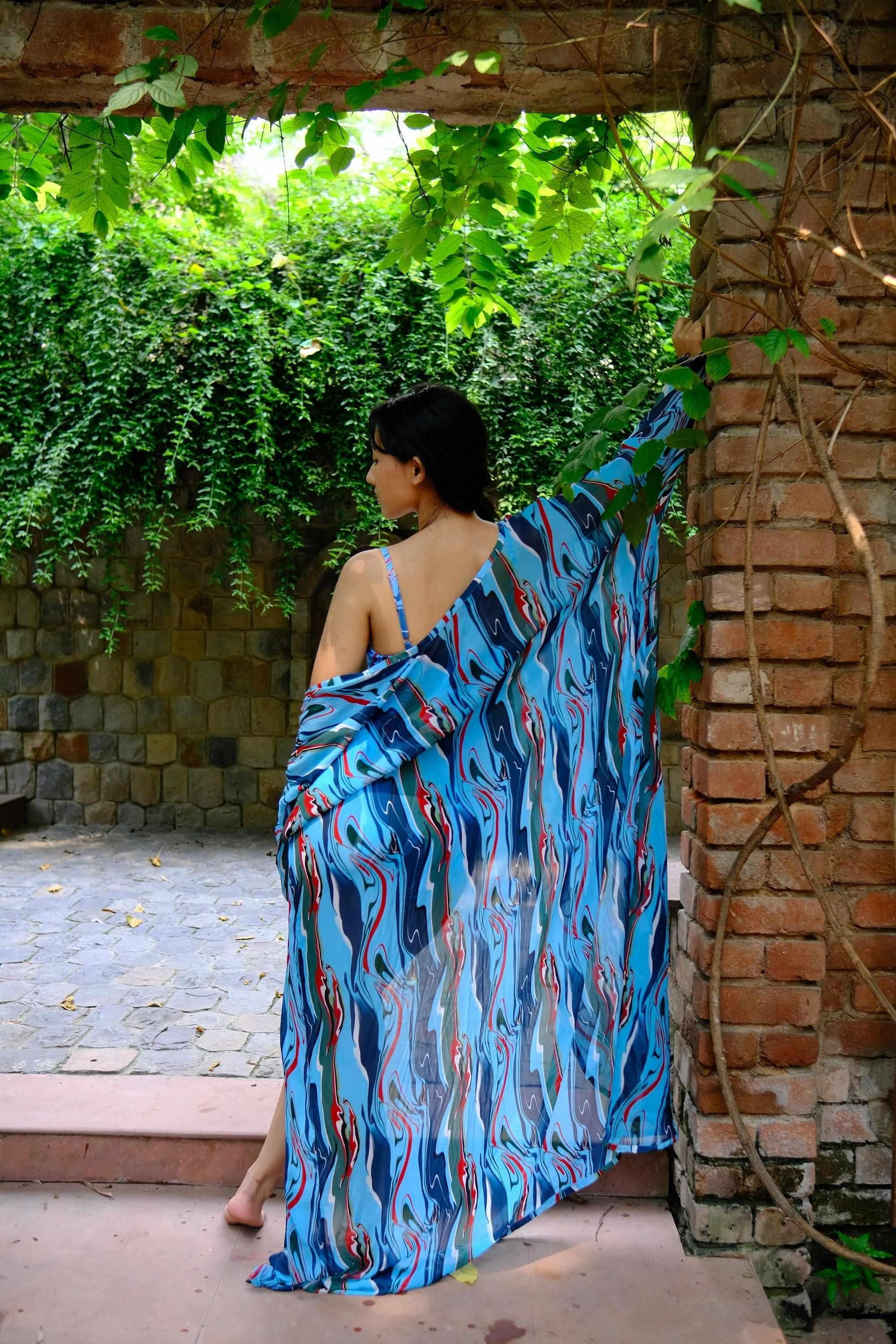 Cosmic Wave Front Open Kaftan-Resortwear-izsi-IZSI