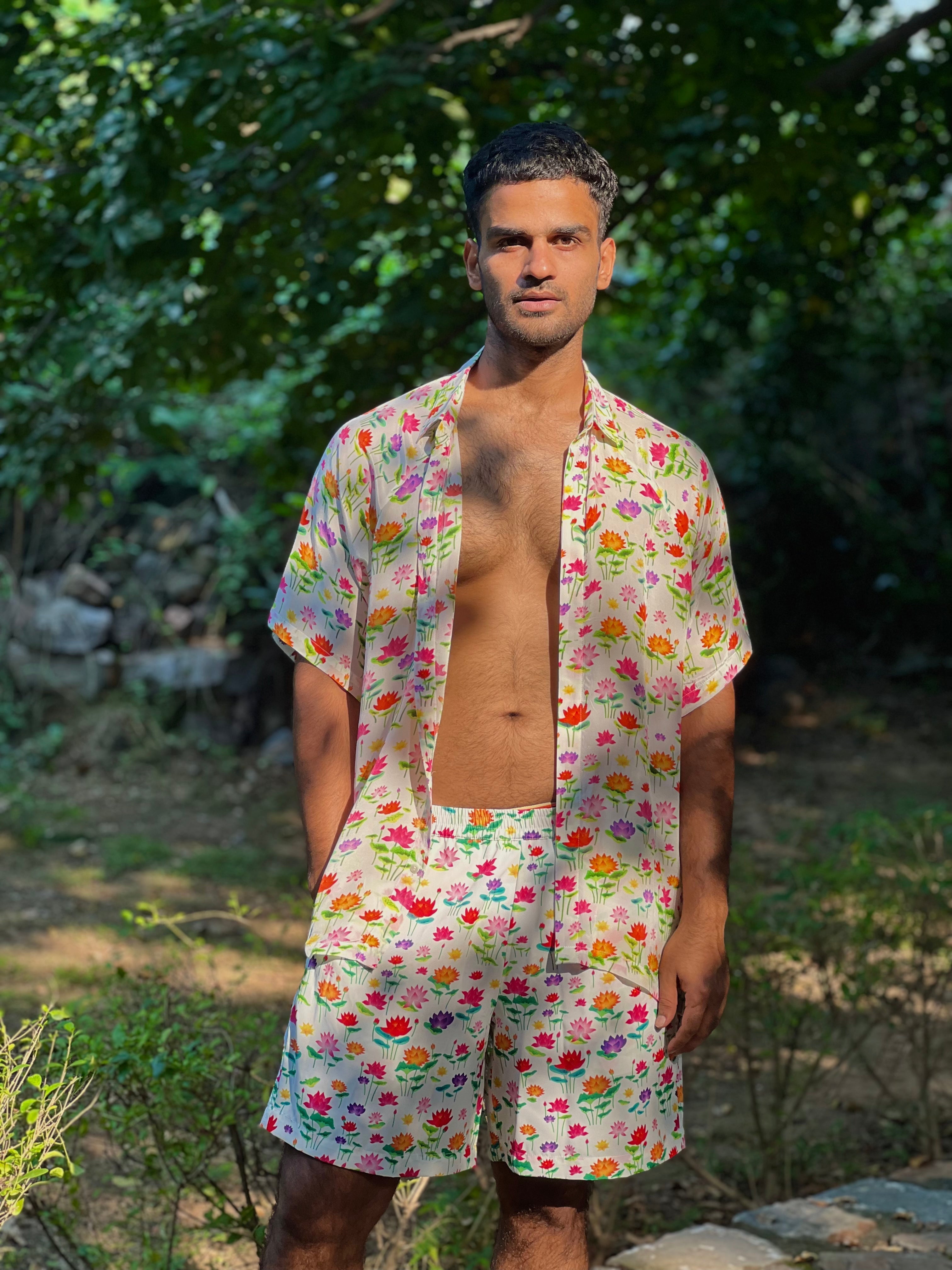 Swim Shorts - Lotus Sky-swimwear-izsi-IZSI