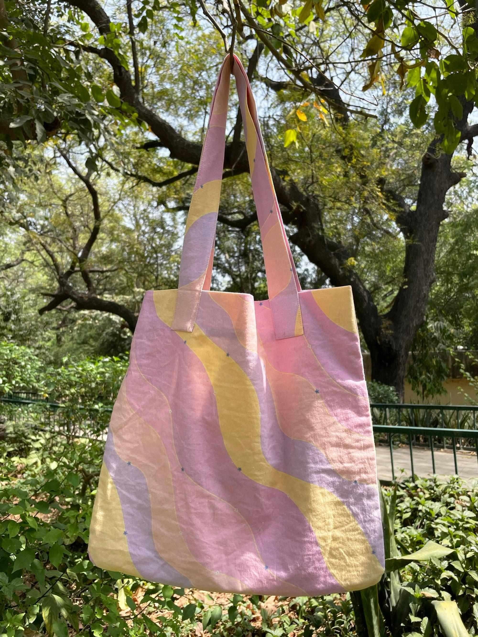 Jasmine Wave 100% Cotton Canvas Tote Bag