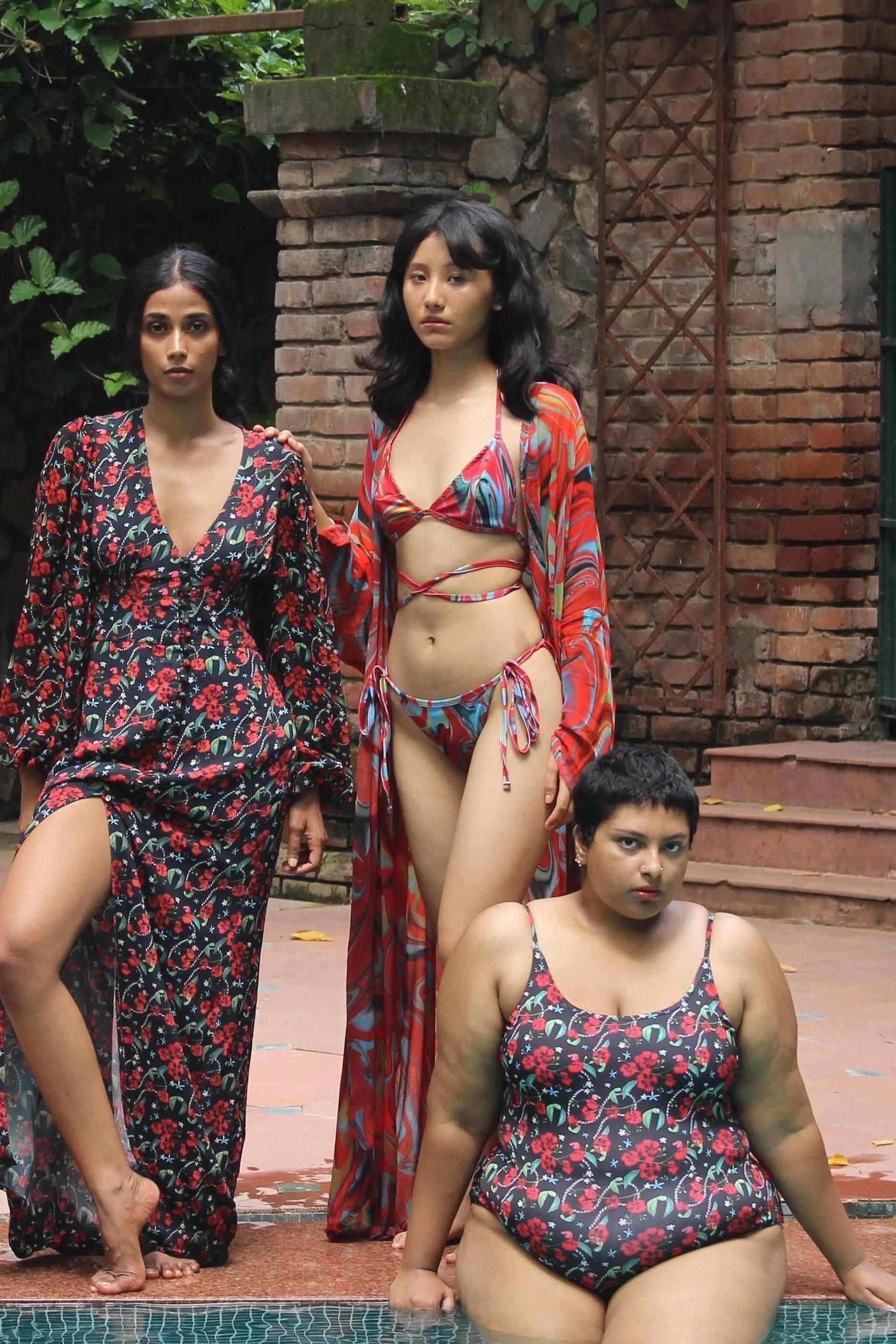 Cayenne Wave Front Open Kaftan