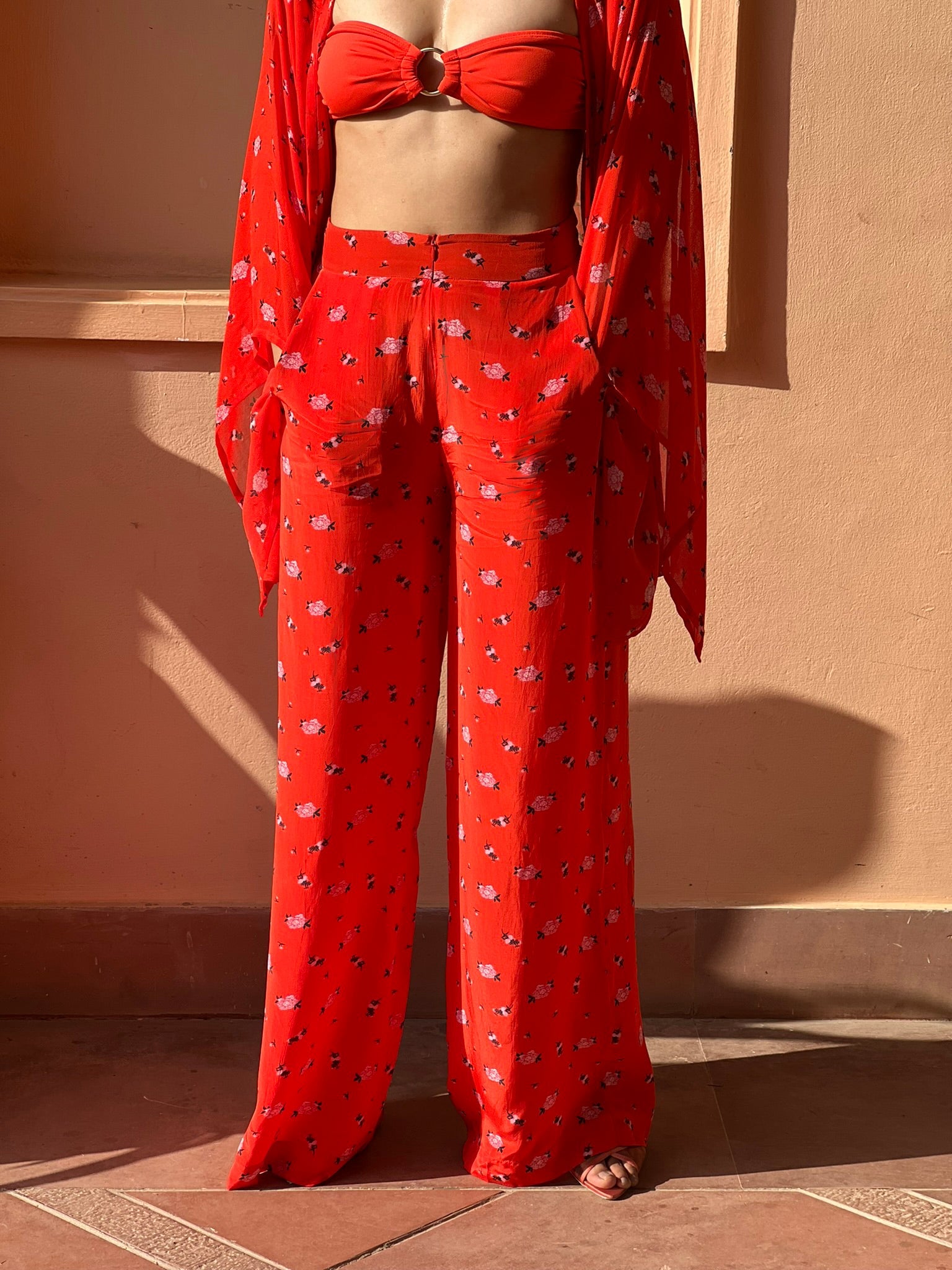 Trousers with Pockets - Carnations